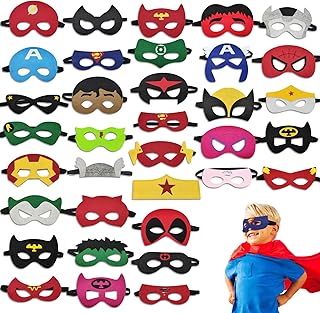Superhero Masks Party Favors for Kid, 35 Pieces Superhero Cosplay Masks for Birthday Party, Superhero Party Masks Children Masquerade Cosplay Eye Masks