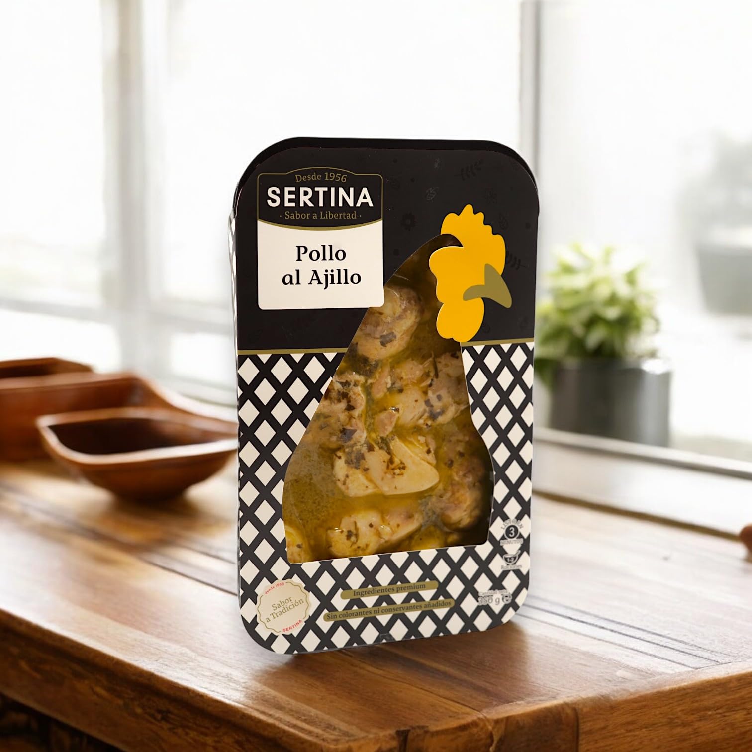 Sertina Pollo al Ajillo Pack de 6 x 350g - Comida gourmet lista para comer, muslos deshuesados, receta mediterránea tradicional, ingredientes totalmente naturales, sin conservantes ni colorantes