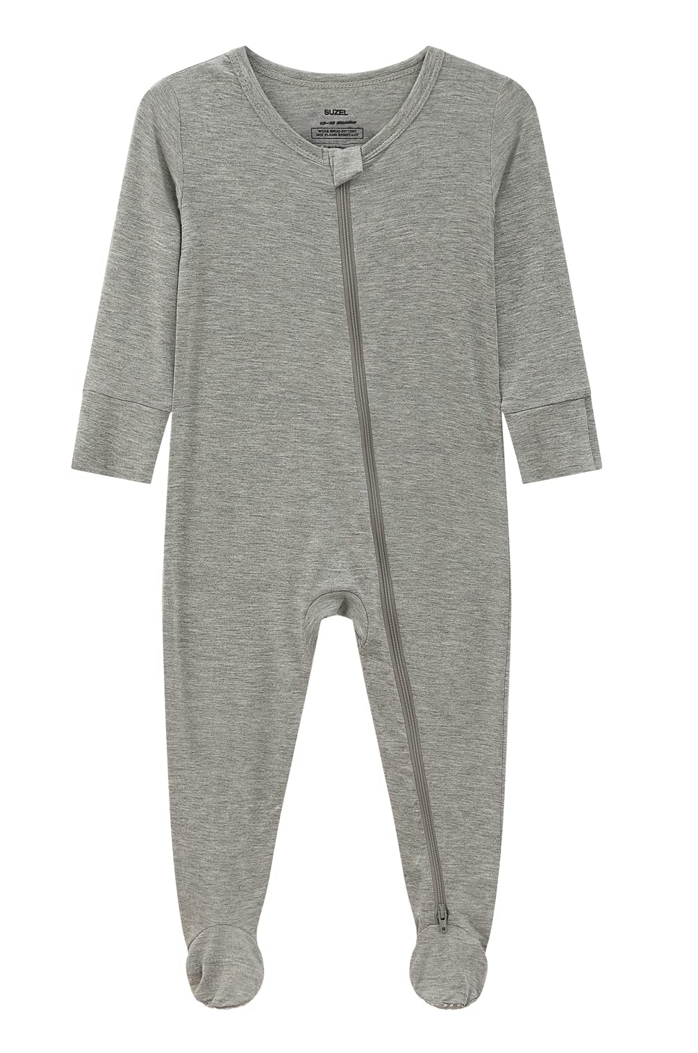 Baby Footed Pajamas - Baby Infant Boys Girls One Piece Romper - Sleep 'N Play PJ - Viscose from Bamboo (Beige & Grey, 3-6Months)