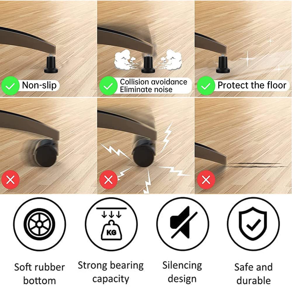 Yemi Bureaustoelwieltjes Met Harde Vloeren, Zeer Stil, Draaibare Wielen Voor Bureaustoel Bureaustoel 75mm10x22mm