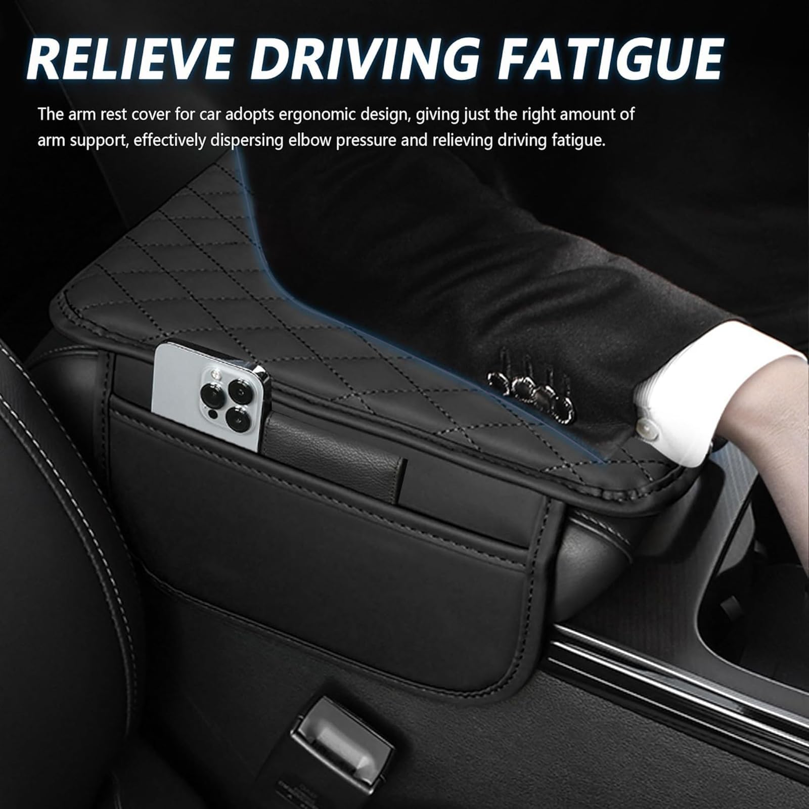 Auto Mittelkonsole Armlehnen Polster für Ford Fusion Kuga Ranger Mustang, PU Leder Auto Mittelarmlehne Pad Mittelkonsolen Abdeckung Armlehnenbezüge Auto Zubehör,F/Red