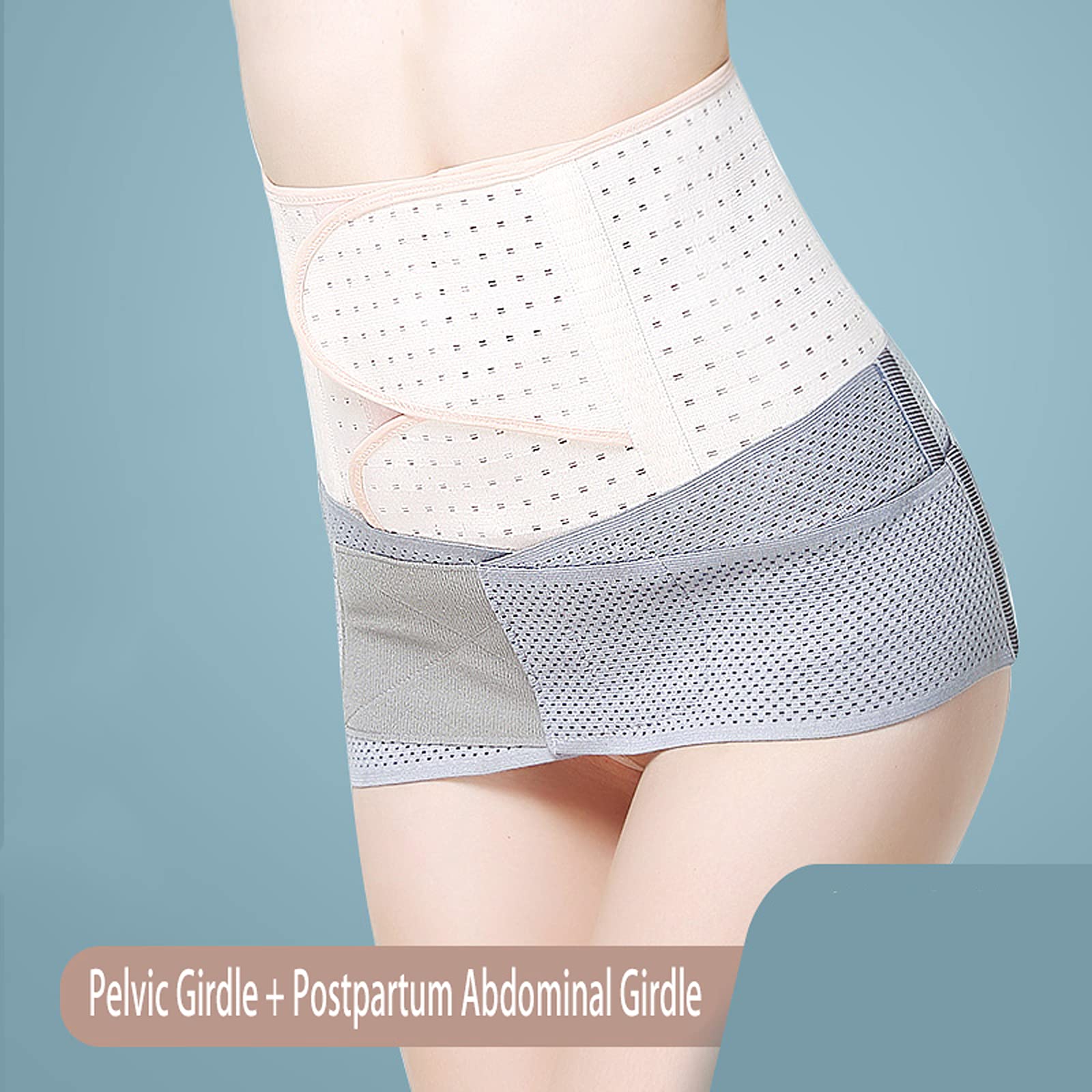 Cinturón de corrección de Pelvis y cinturón de Abdomen Diamond Hip Up Mujeres Postparto Vientre Cintura Entrenador Levantador Abdomen Body Shaper Fajas Conjunto de 2 Piezas,M