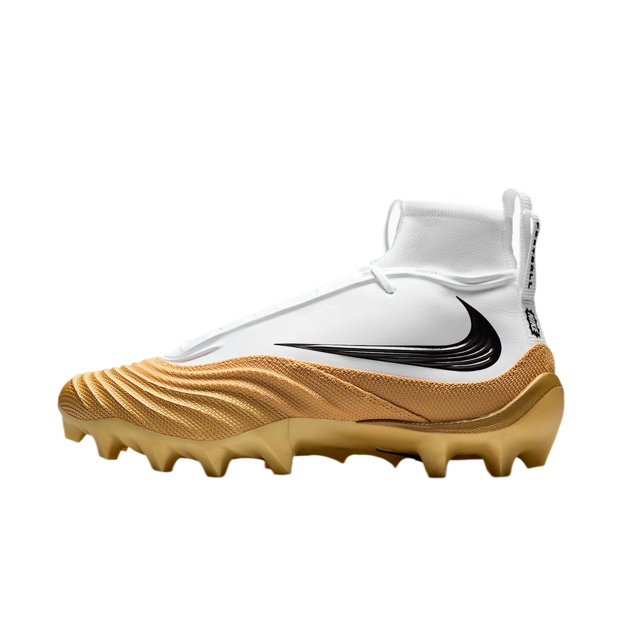 Nike Alpha Menace 5 Pro Men's Football Cleats (White/Metallic Gold/Black)