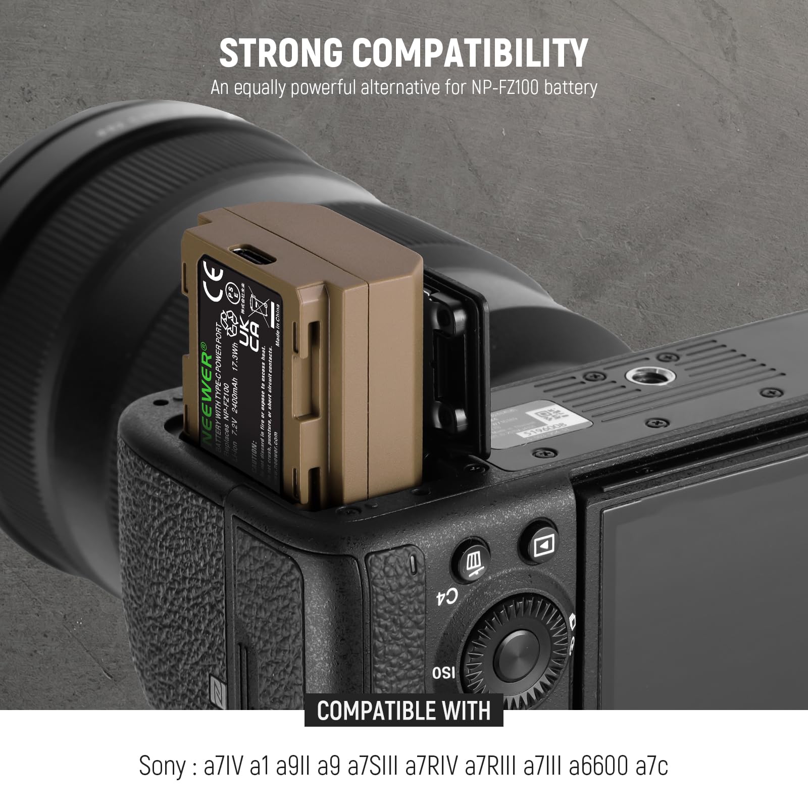 SMALLRIG NP-FZ100 camera-batterijset voor Sony, 22,5 W dubbele oplader met 1940 mAh-batterijen, volledig compatibel met Sony Alpha A7III, A7IV, A6700, FX3, FX30, A9, A7C, A7CII, A7RIII, ZV-E1 en