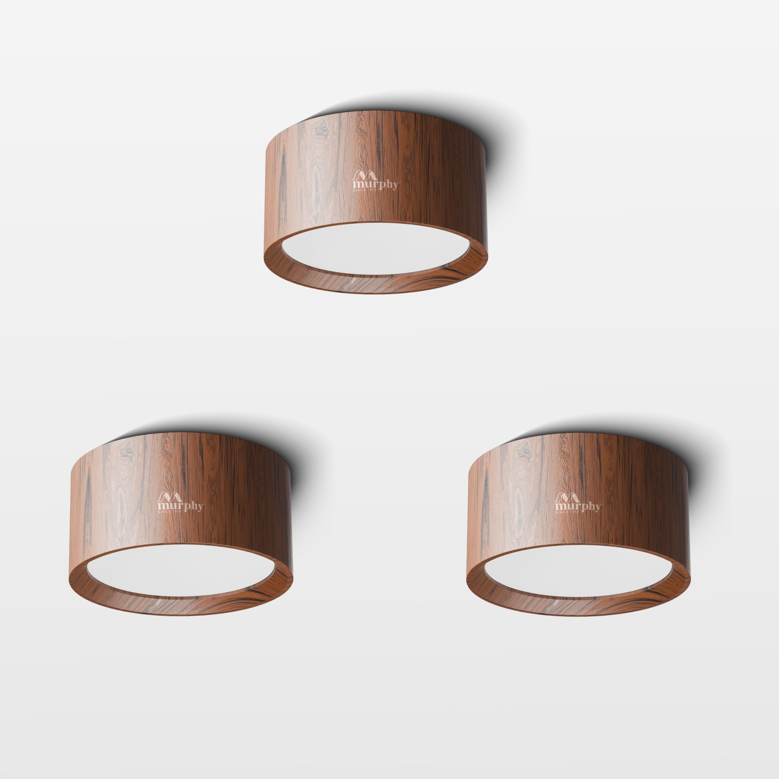 Murphy 3W LED Disc Surface Light Wood Finish | Warm White 3000K | Up to 300 Lumens | Aluminium Body | BIS Approved | 2 Year Warranty | Pack of 3