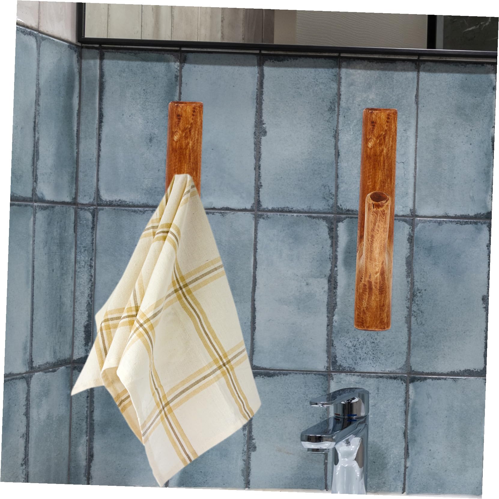Homoyoyo Gancho de Pared de Madera Rústica Adhesivo, Gancho Decorativo para Colgar Llaves y Abrigos, Tamaño Mediano, Color Marrón, Autoadhesivo sin Taladro, Adecuado para Hogar y Oficina,