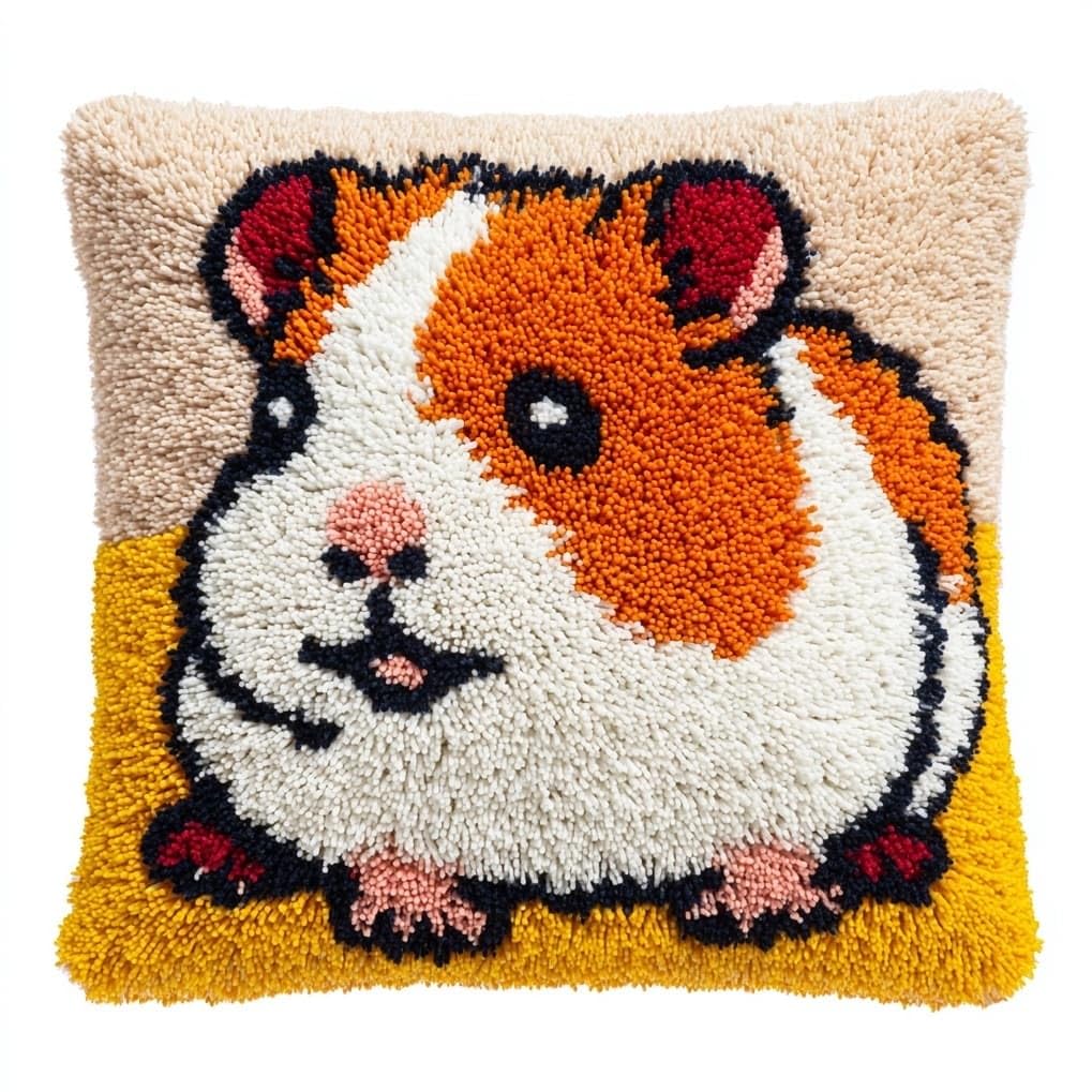 Axiangzik Animal Hamster Latch Hook Pillow Kit 17X17in,