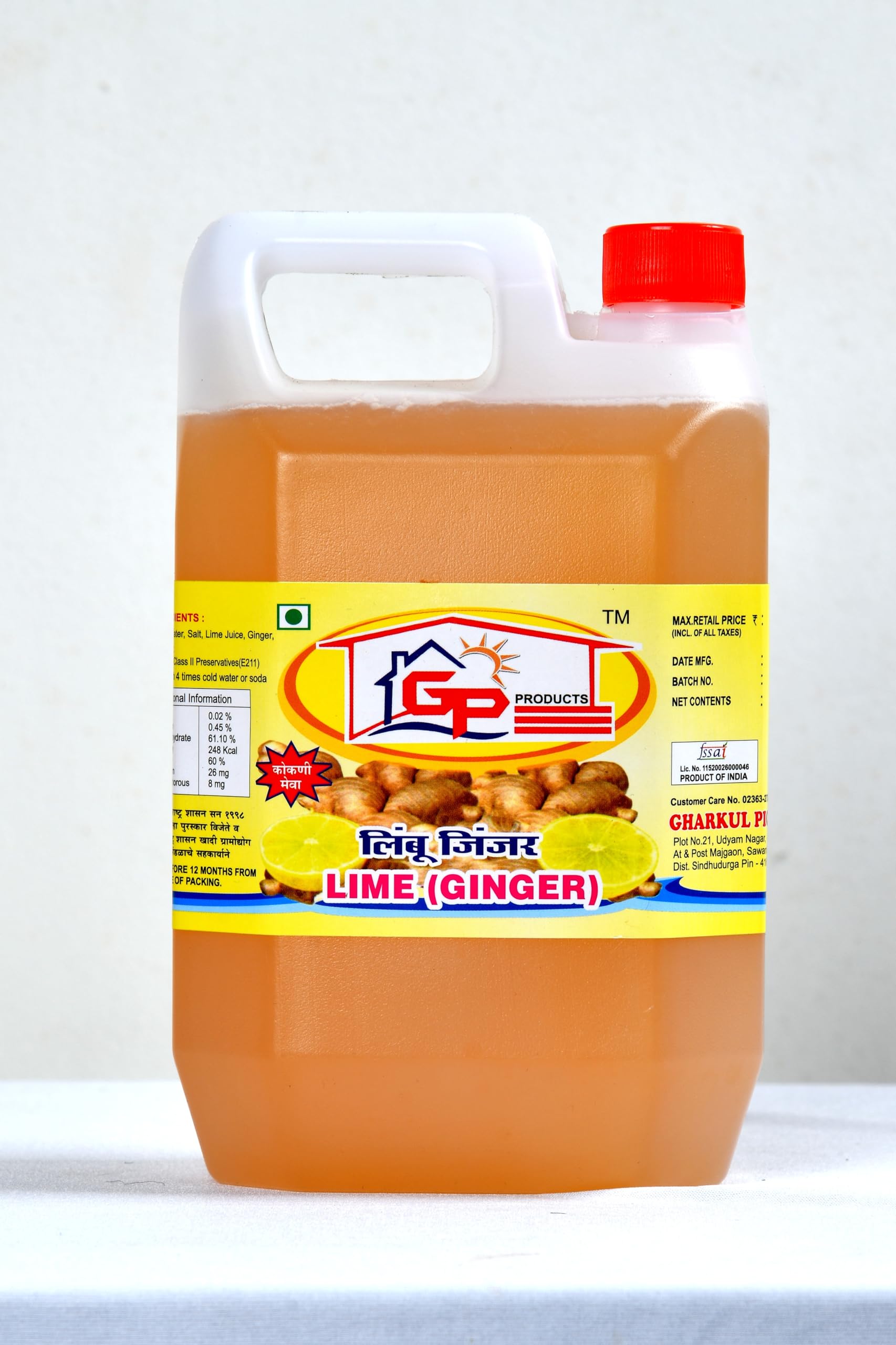 Homemade Lime Ginger Squash, Syrup Sharbat 1000 Ml