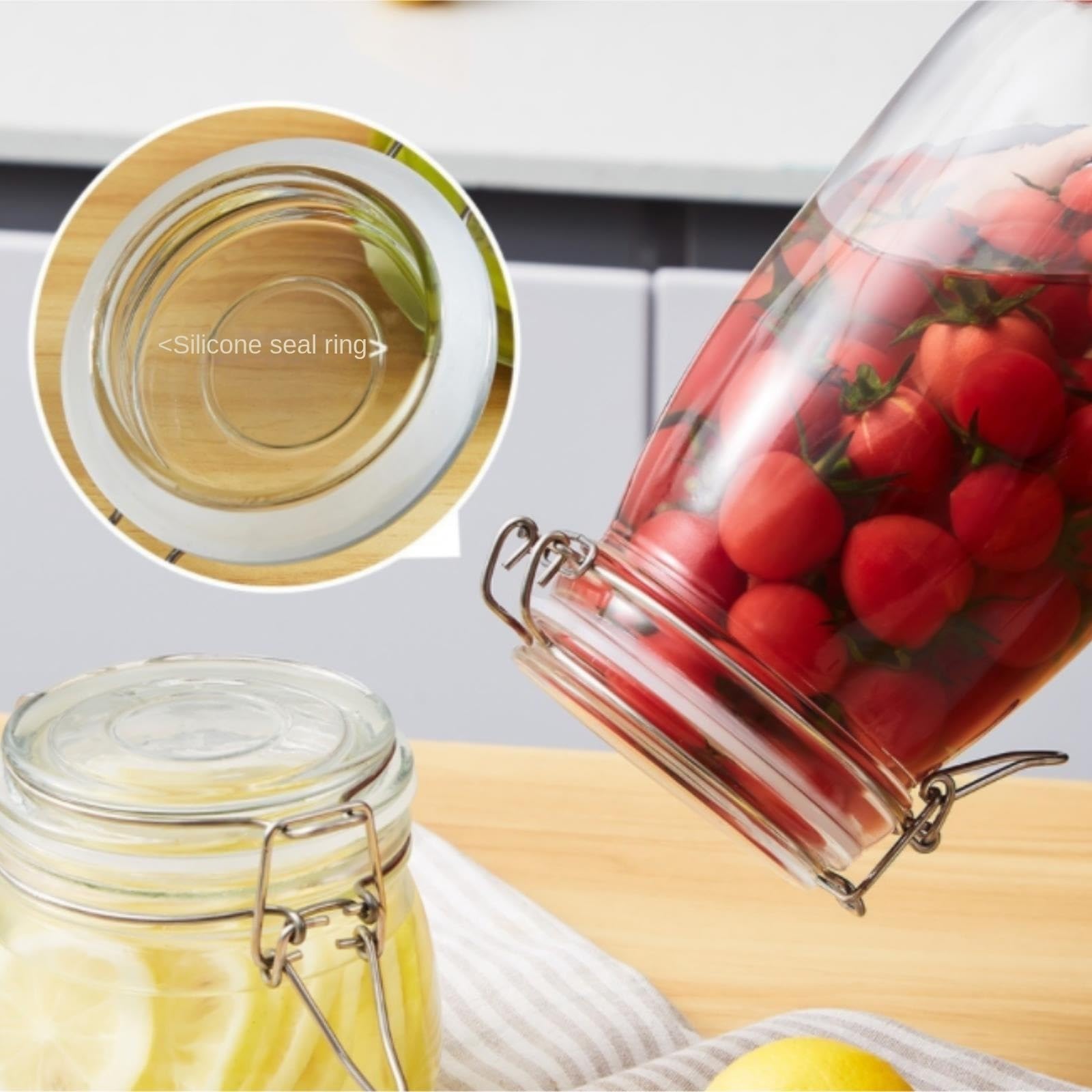 Hermetyczne Słoiki na Dżem 2 Szt. Szklany Słoik Z Pokrywką, Cylindryczny, Szeroki Otwór, Do Ciasteczek Makaronowych do Przechowywania(750ml)
