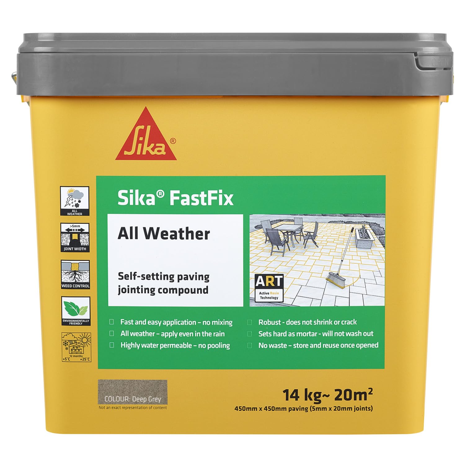 Sika FastFix Self-Setting Paving Jointing Compound, Deep Grey, 14kg 20 sq.m