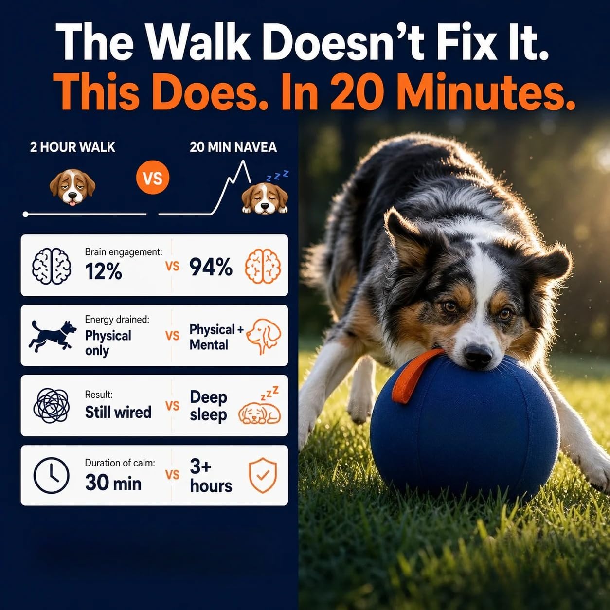Navea Giant Ball - Herding Ball,Juguete Inflable para Mascotas, Pelota Resistente para Perros Al Aire Libre (Combinación de Azul y Naranja,45CM)
