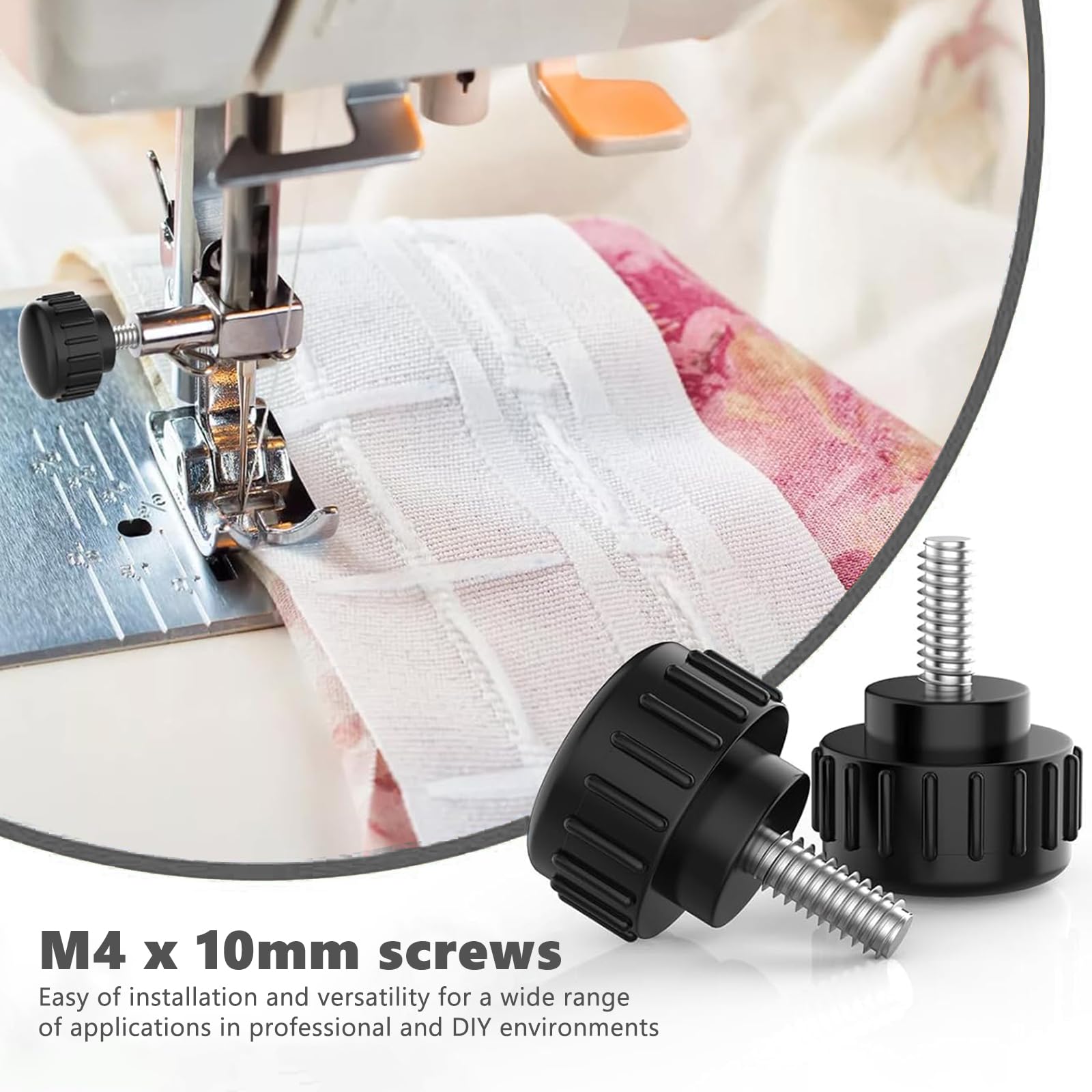 12 Pezzi Viti a Testa Zigrinata M4 x 10mm, Bulloni a Mano in Acciaio al Carbonio Nero per Monitor e Attrezzature Elettroniche, Manopole di Serraggio per Installazione Fai da Te