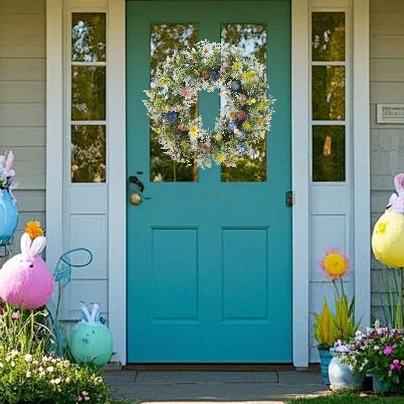 Corona de Pascua para Puerta Principal, Creativa, Artificial, con Huevo Y, Decoración de Primavera.