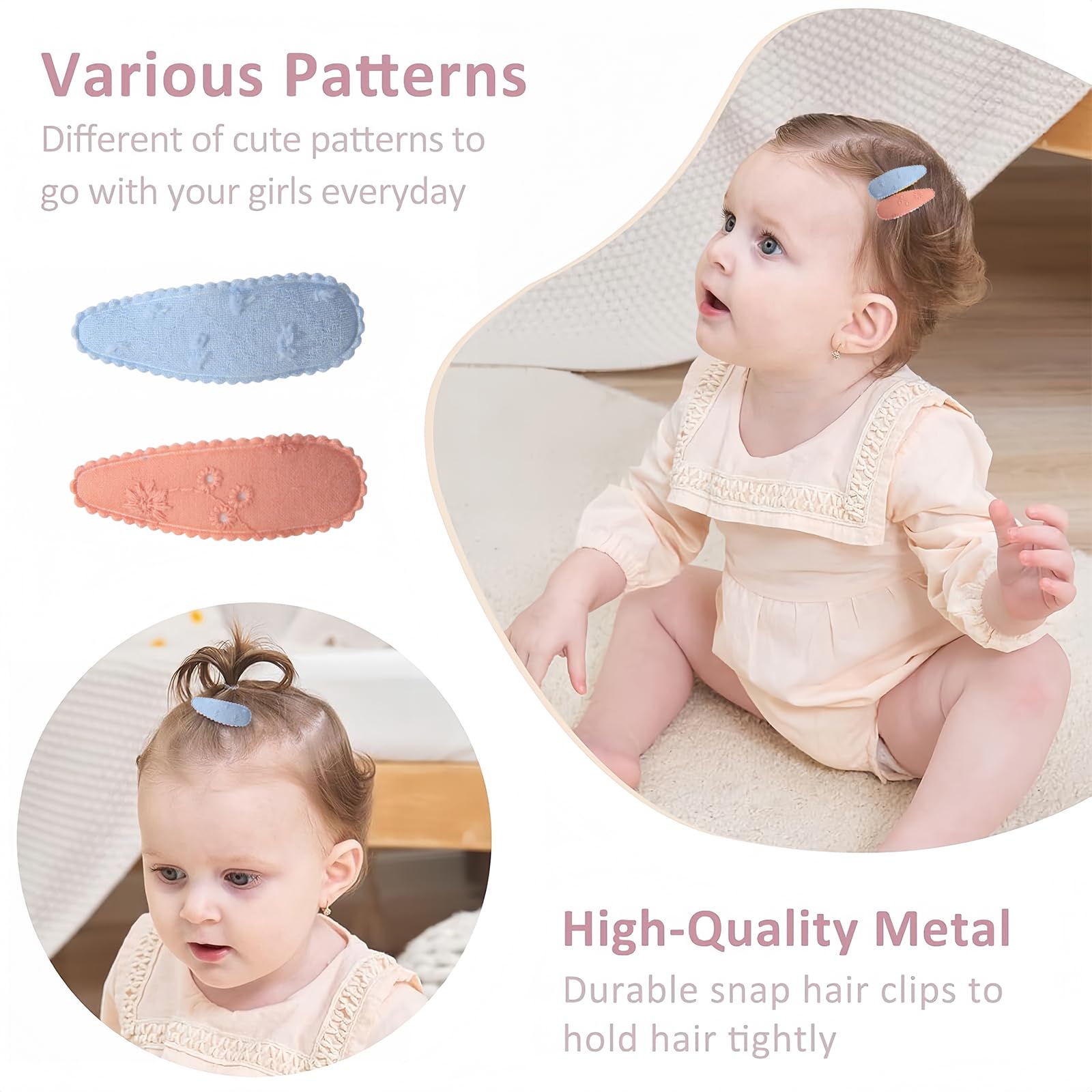 Omeblos 18Pcs Toddler Hair Clips, Baby Hair Clips, Floral Print Non Slip, Versatile Fabric Hair Accessories - Image 3