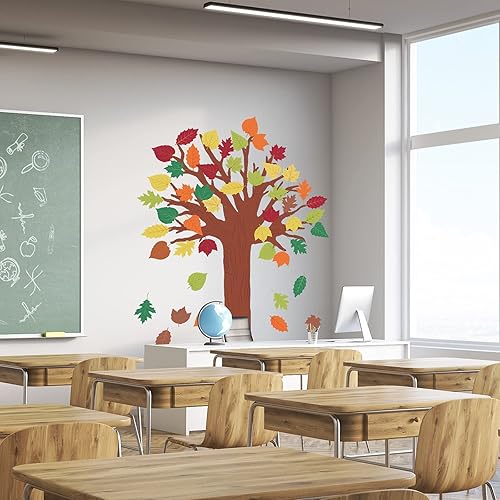 Miniatura 4 de Juego de 78 tablones de anuncios de árbol para el aula, decoración de árbol de Acción de Gracias, otoño, árbol de otoño, hojas de arce recortadas