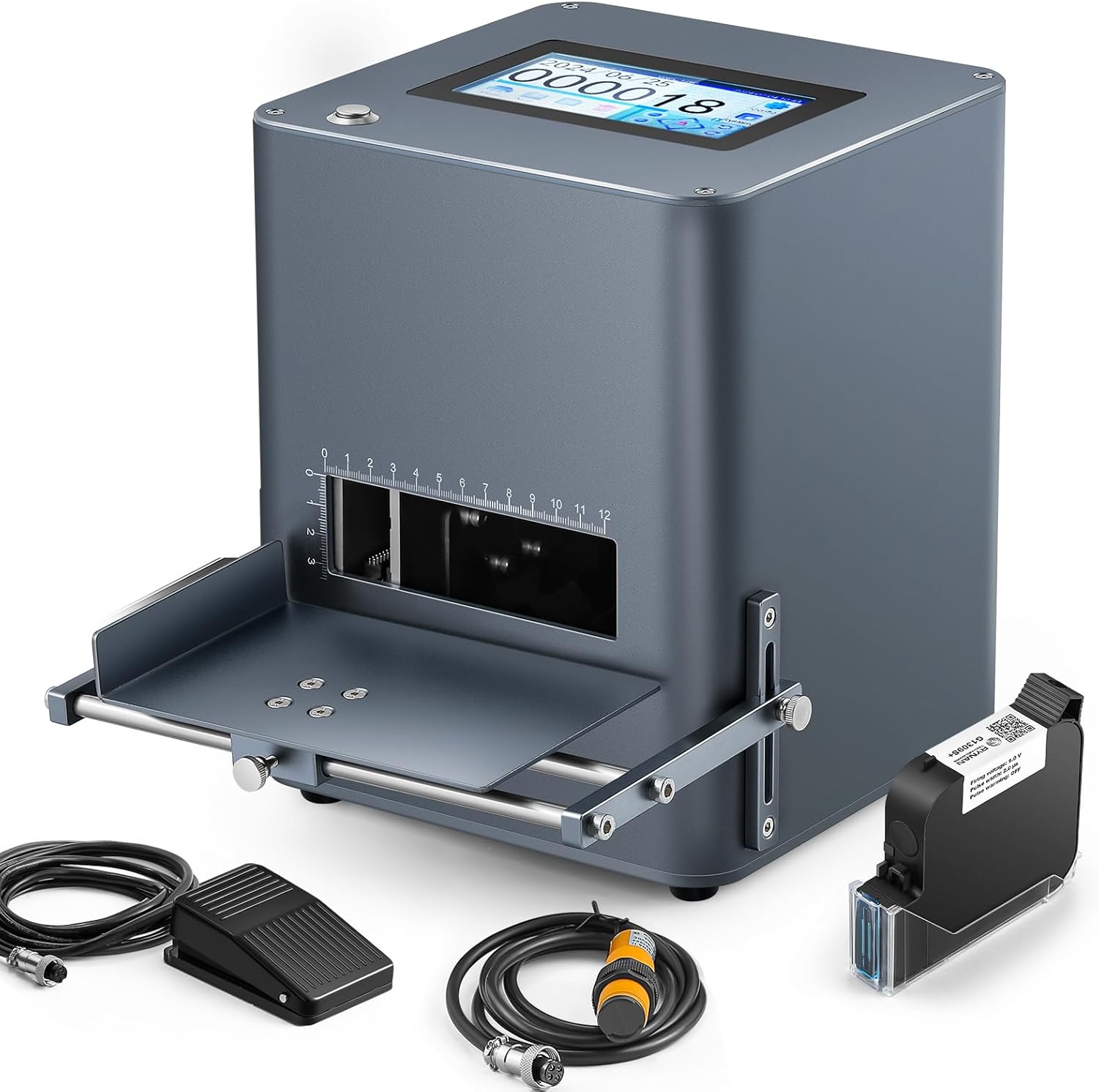 1-Inch Inkjet Coding Printer Machine Integrated Inkjet Coder for Flat and Curved Surface, Desktop Inkjet Coder with 5-Inch Touch Screen Date Time Barcode QR Code Number Picture