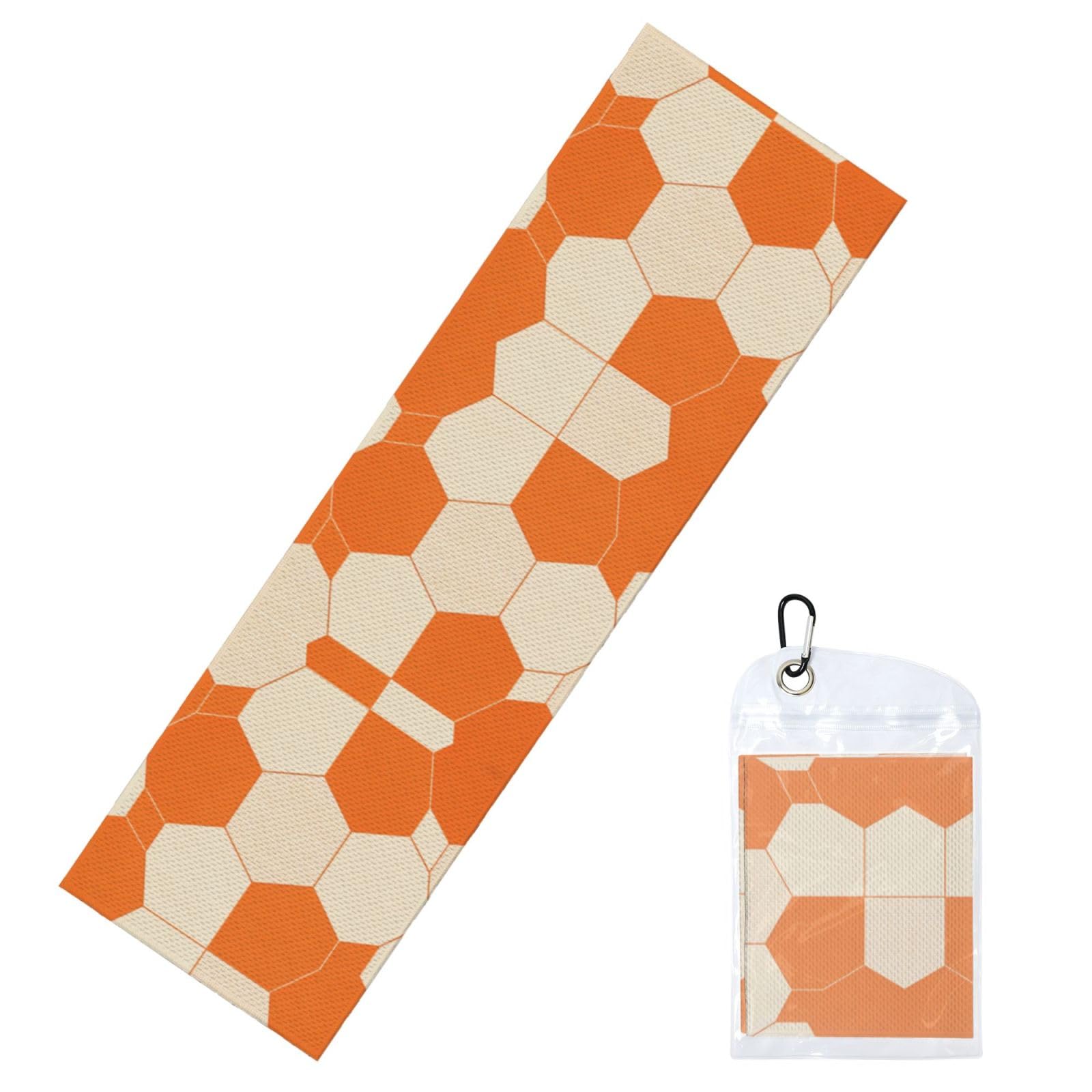 DUYIOKH Orange Hexagon Dot Tile Print Cooling Towel, Portable Towel for Gym Workout Golf Beach World Cup Sports Hot Weather