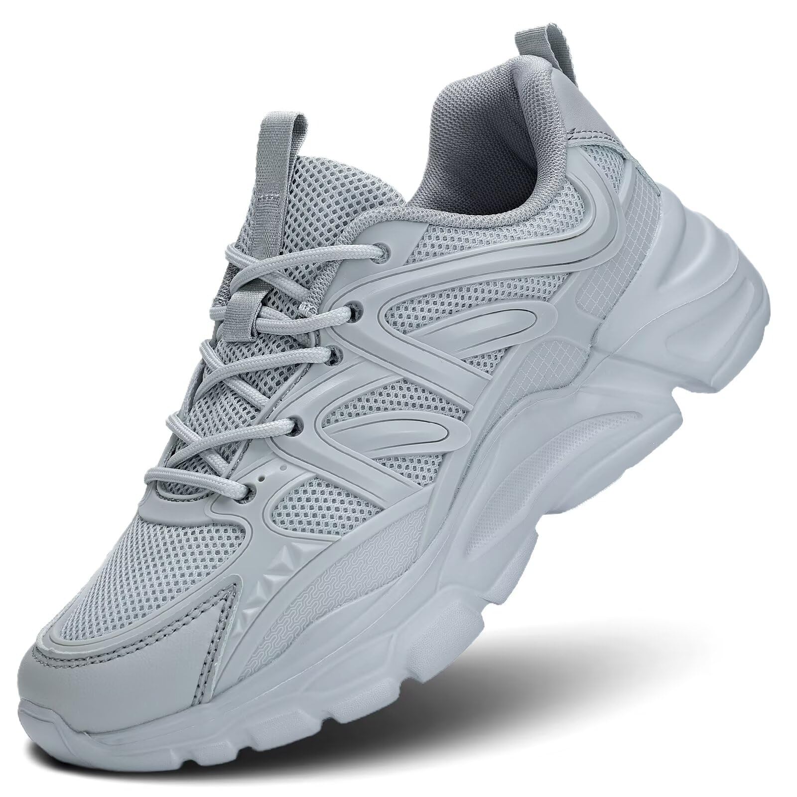 Photo 1 of Womens Ladies Walking Shoes Fashion Running Sneakers Casual Comfor Lightweight Breathable Soft Sole Gym Tennis Work Grey