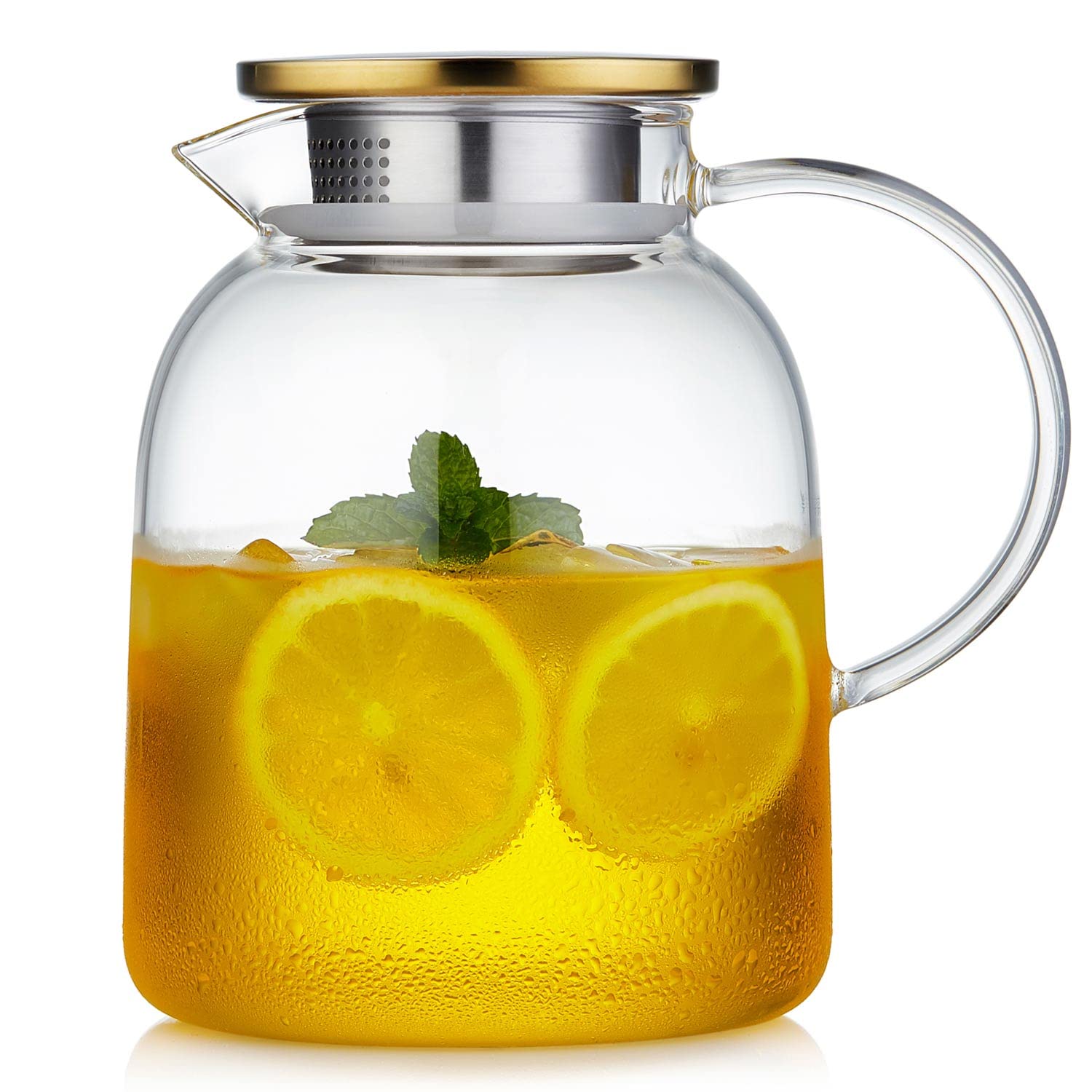 Buy DOPUDO PHONO Glass Pitcher (54oz/ 1600ml) with Stainless Steel Lid