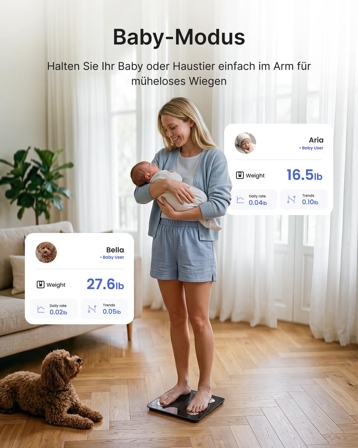 RENPHO Personenwaage Körperfettwaage, Waage Personen mit App 180 kg/400 lbs, Körperwaage Digital Bluetooth Körperanalysewaage für Körperfett, BMI, Muskelmasse, Protein, BMR, Schwarz,Elis 1