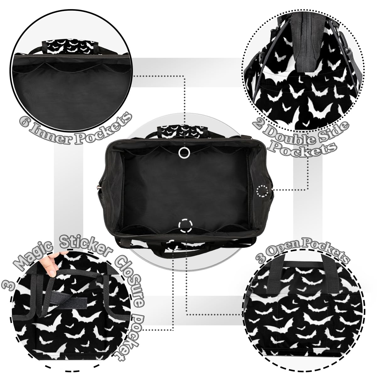Sac À Main Chauve Souris Noir Aile De Chauve-Souris Halloween Sac À