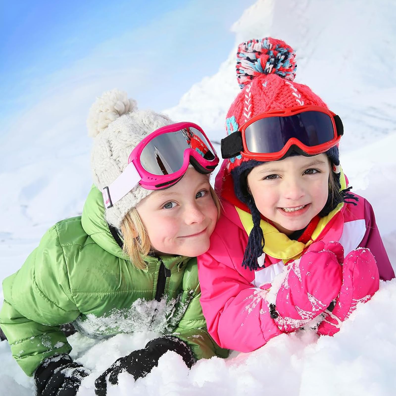 TRIWONDER Rękawice narciarskie dla dzieci, ogrzewane rękawice śniegowe zimowe, ciepłe rękawice sportowe, snowboard, wiatroszczelne, dla chłopców, dziewcząt, S (7-9 lat), C - niebieskie)