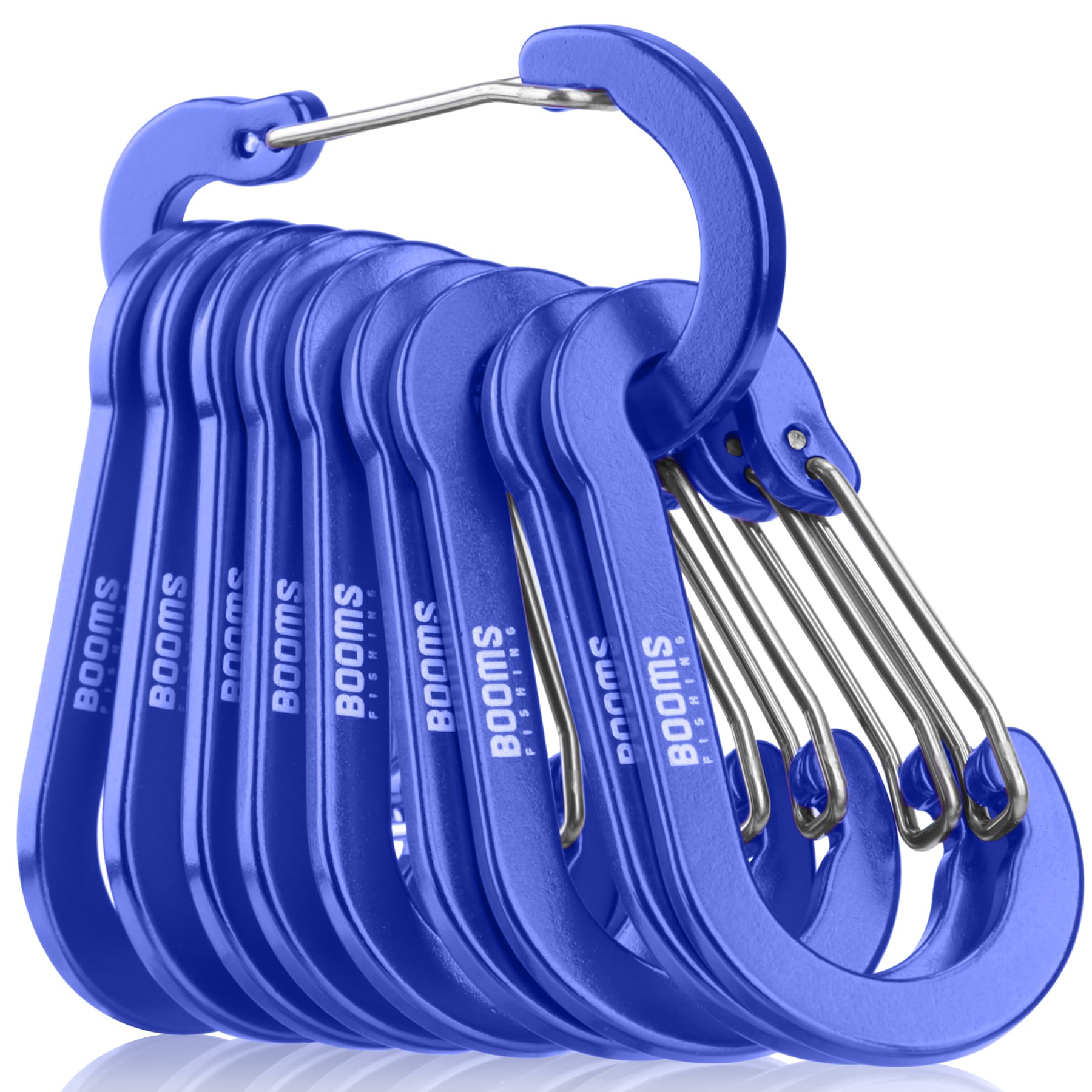 Booms Fishing CC5 Multi-Use Carabiner Clips, 10 Pack 2.7" Small Caribeener Clips, Mini Keychain Aluminum Caribeaner Clip