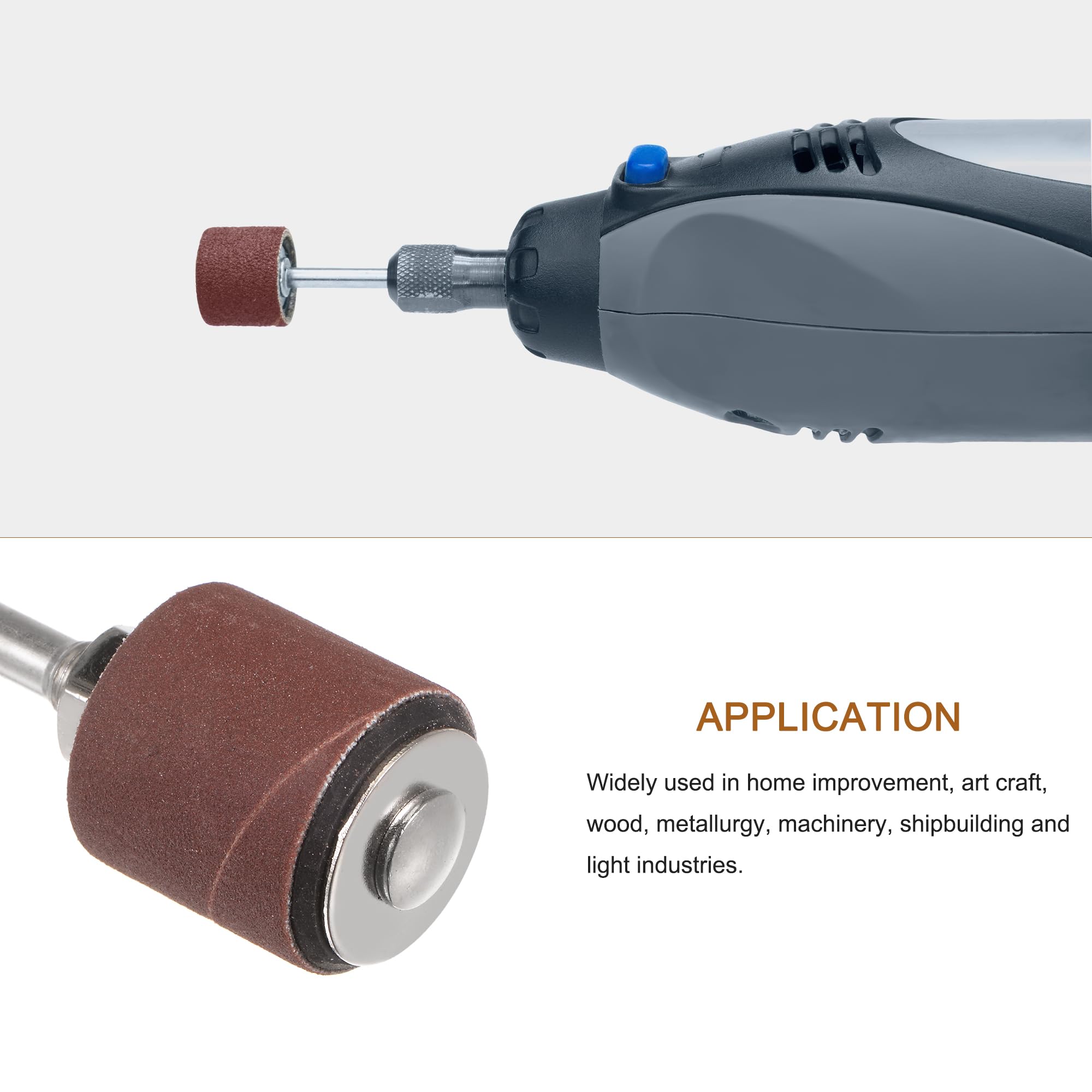Sourcing Map 100 Fundas De Lija 1/4" Grano 180 Con 2 Mandriles: Para Tu Herramienta Rotativa