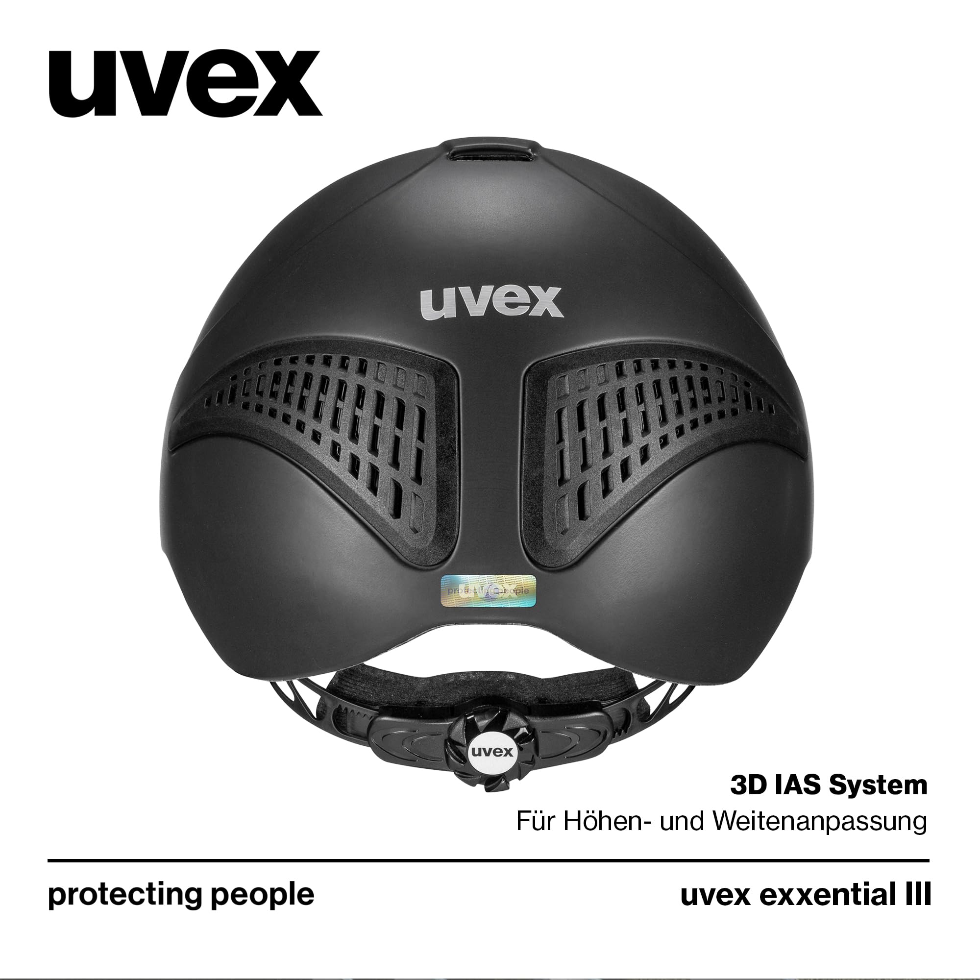 uvex exxential III - Leichter Unisex Reithelm - individuelle Größenanpassung - Black mat M-L