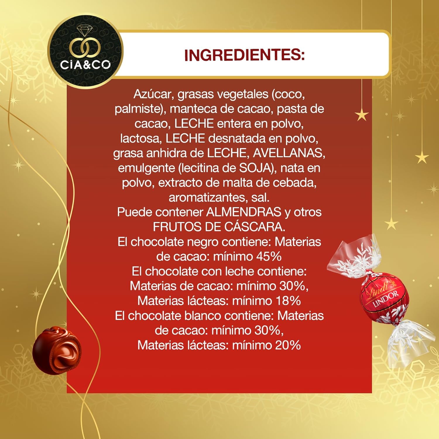 Lindt LINDOR Calendario de Adviento 2025 300 g 24 Bombones Chocolate Suizo Tarjeta Personalizable