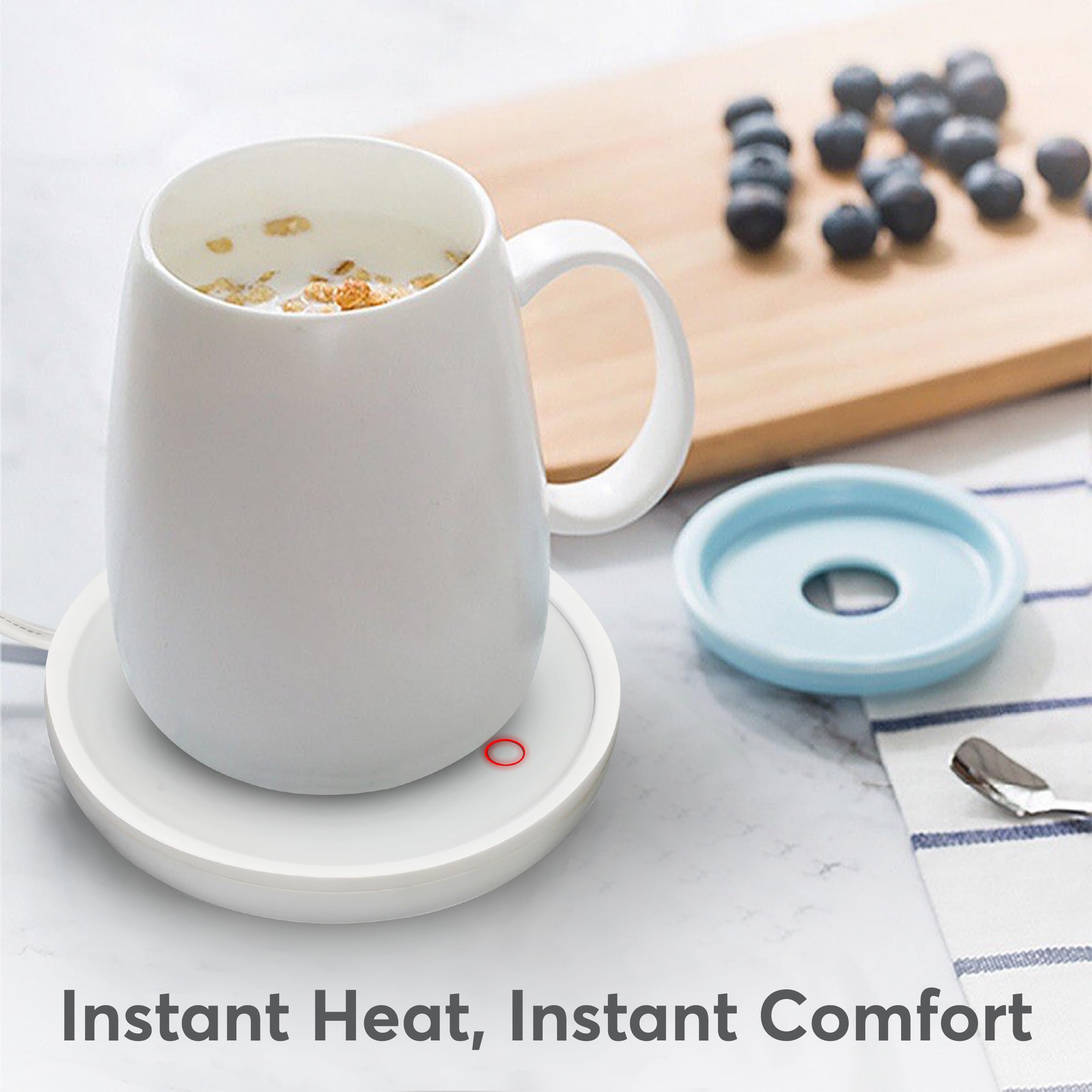 Calentador de tazas de café con apagado automático, calentador de tazas compacto de 17 W para computadora con interruptor de gravedad, placa eléctrica para velas de tarro, mantiene el café, té y