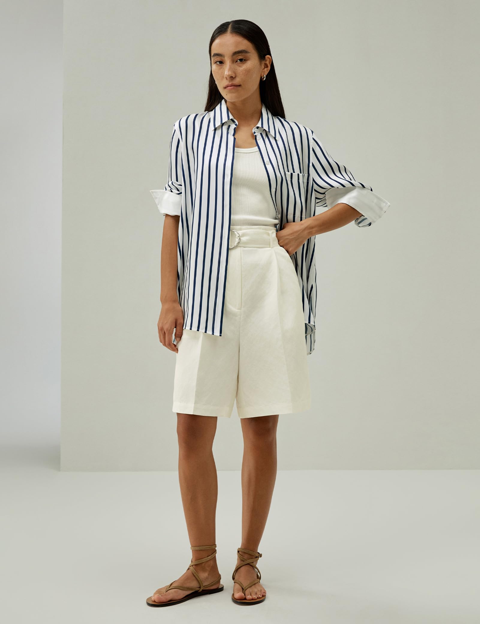 LilySilk Damen Oversized Seidenbluse Satinpaspeln an Ärmeln und Kragen Zeitloses Design für Büro und Freizeitoutfits