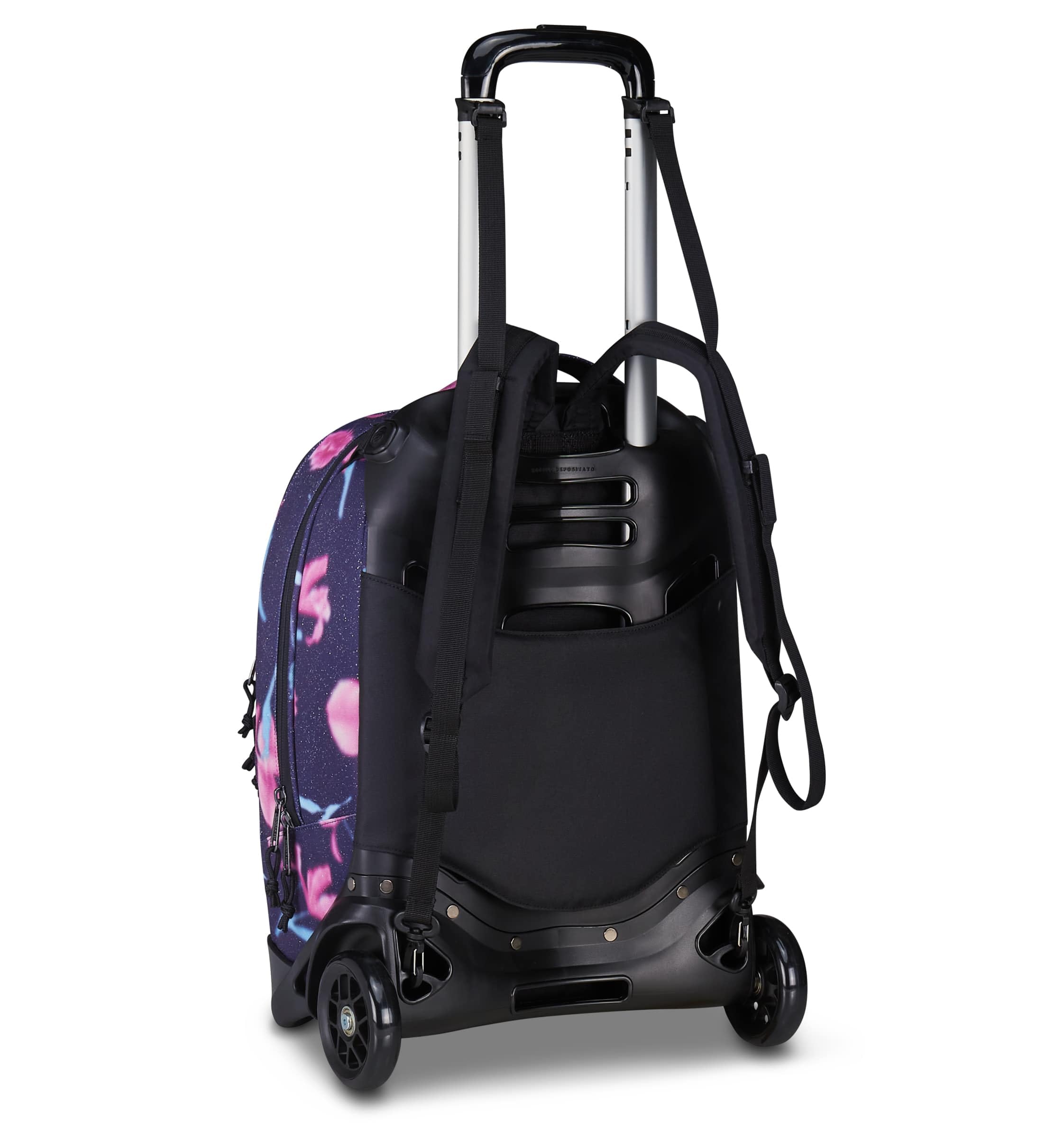 Invicta Trolley Scuola Plug Fantasy Shine, Viola, 3 in 1, Zaino Doppio Scomparto Con Carrello Sganciabile, Tasca Per PC, Tasca Per Borraccia, 34 lt, Scuola Media e Superiore, Viaggio, Zaino Ragazza