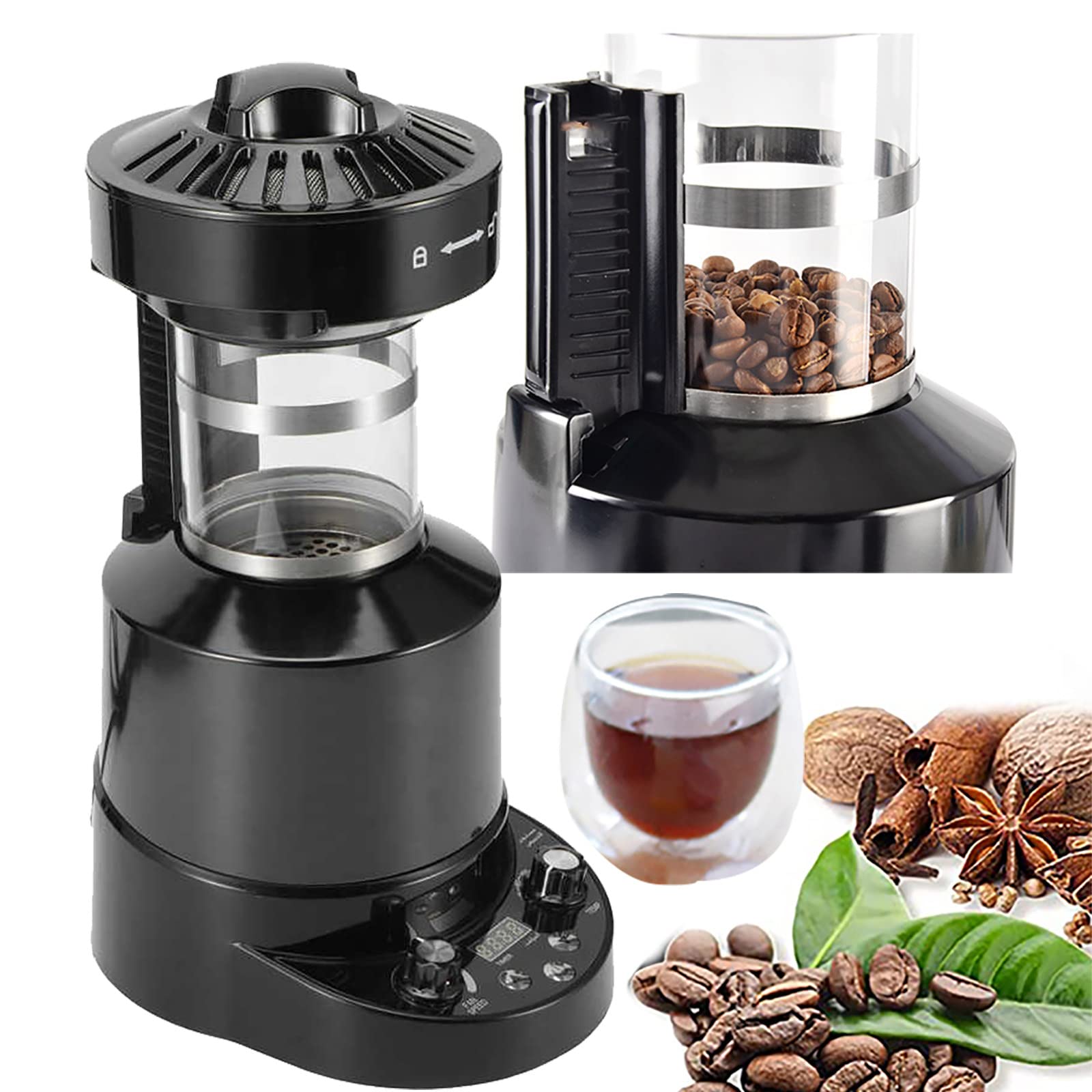 Macchina per torrefazione caffè da 2100 W, 120 g elettrica Senza Fumo/con Funzione di Raffreddamento, Funzione di temporizzazione, Funzione di pelatura, per Uso Domestico