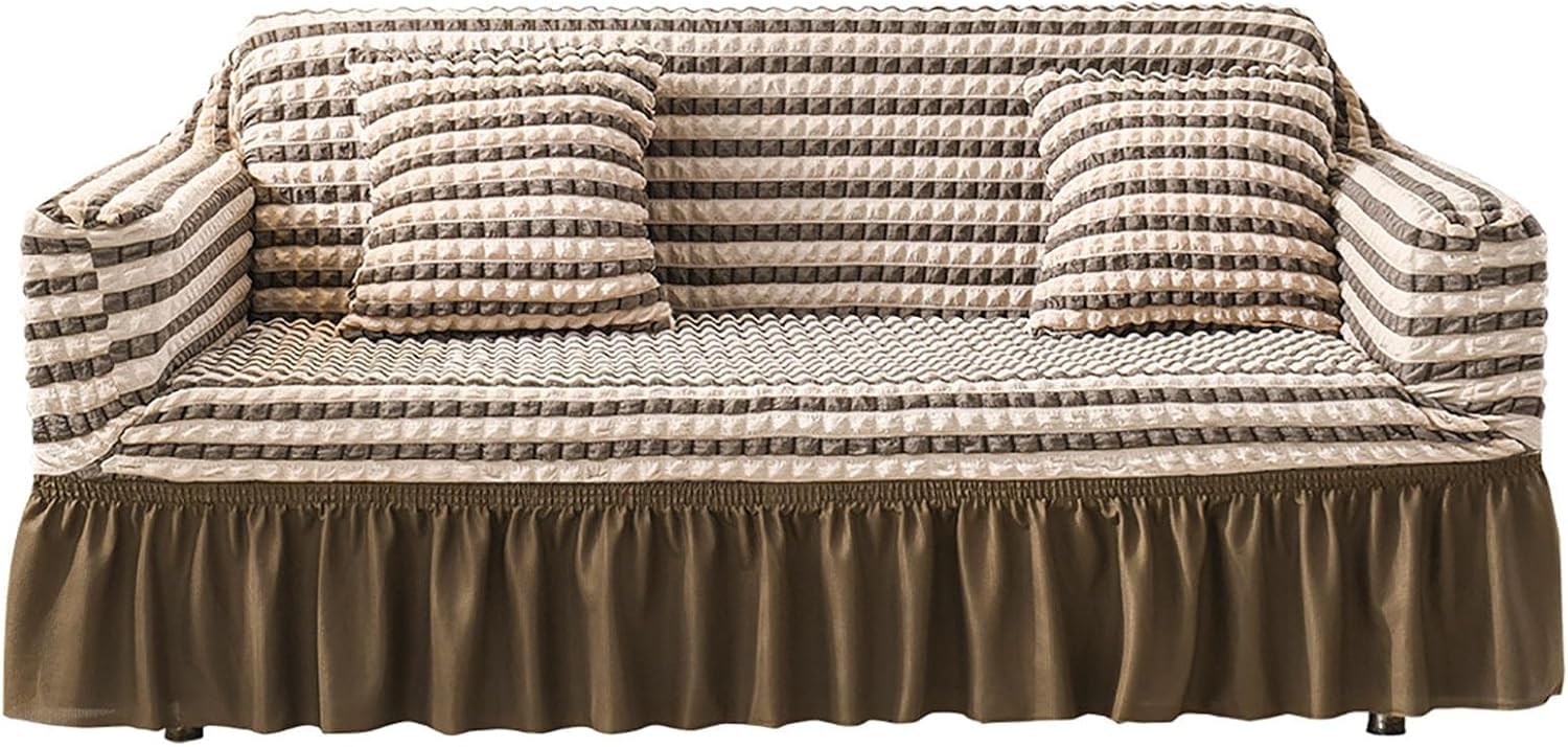 ZJGFCB Stylish Durable Fabric Couch Covers,Super Stretch Sofa Cover For Sectional Sofa,Stylish Non-Slip Sofa Slipcover With Skirt Furniture Protector(Size:1 Seater/90-140cm,Color:C)