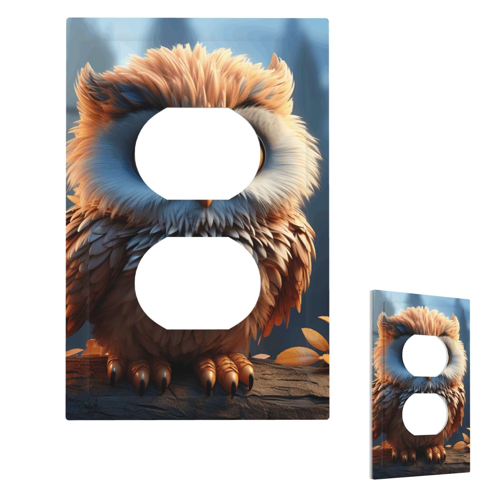 Cute Owl Wall Plate Cover Modern Decorative 1 Gang Light Switch Cover Unbreakable Receptacle Outlet Covers For Living Room Bedroom Home Decor Duplex