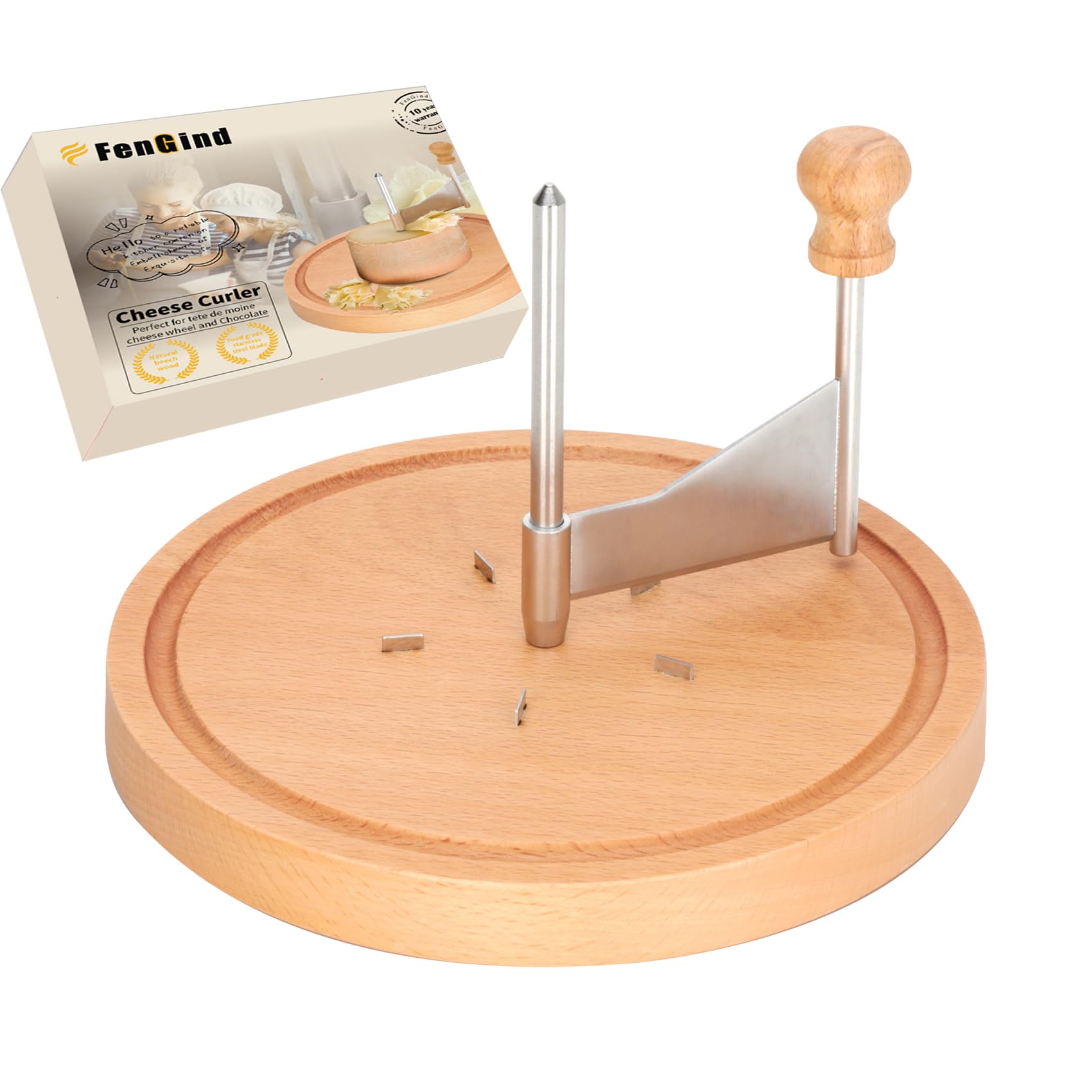 Amigo Stainless Steel Cheese Curler, Flower Shaver Perfect for Tete de Moine or Chocolate, Rust-Proof Multifunctional Girolle, 10-Year Warranty