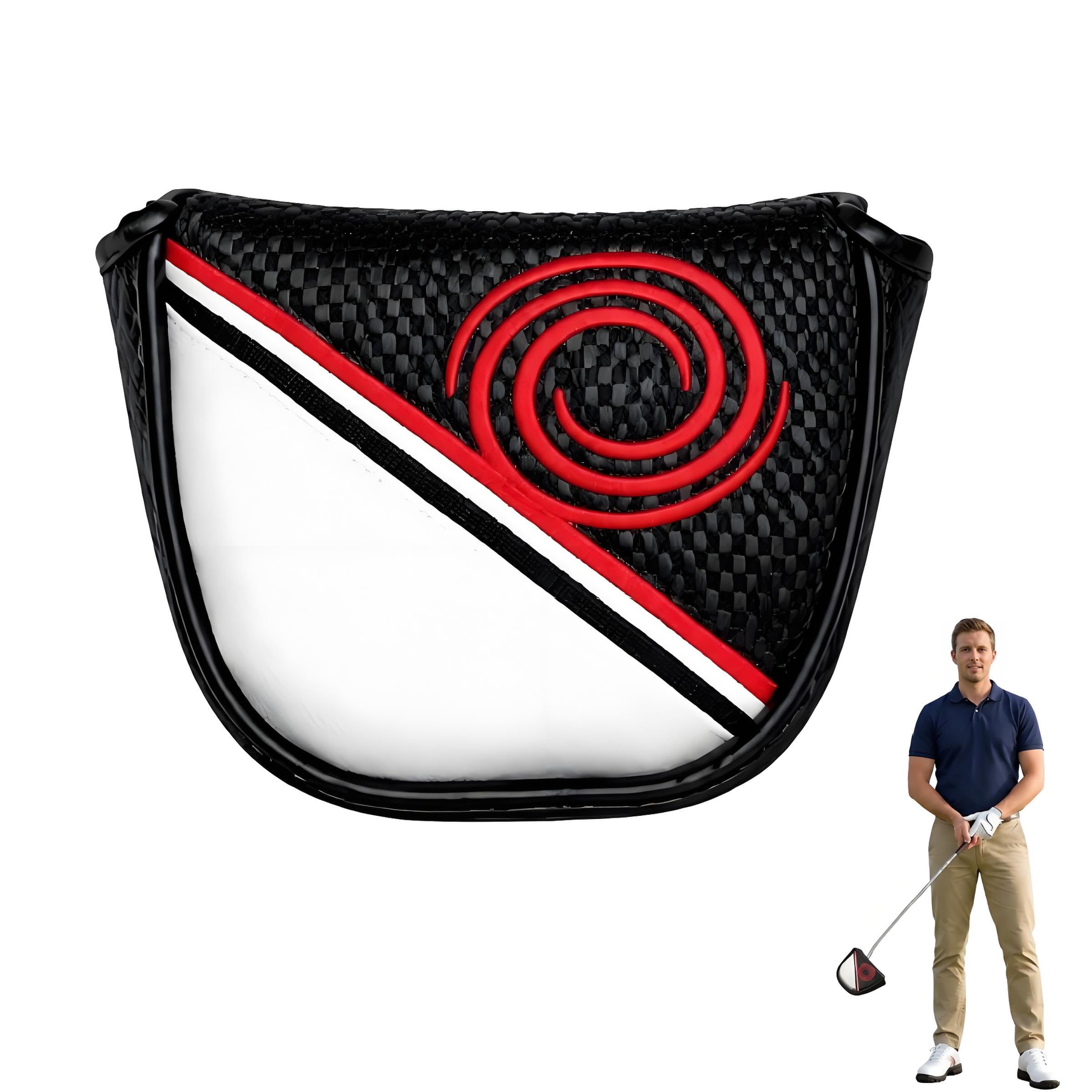 ZXBBTZ Putter Head Cover, Mallet Putter Headcover with Circle Embroidery Premium Magnetic Closure Half Round, Protective Golf Headcovers, PU Leather Universal Putter Covers for Odyssey Putters Covers