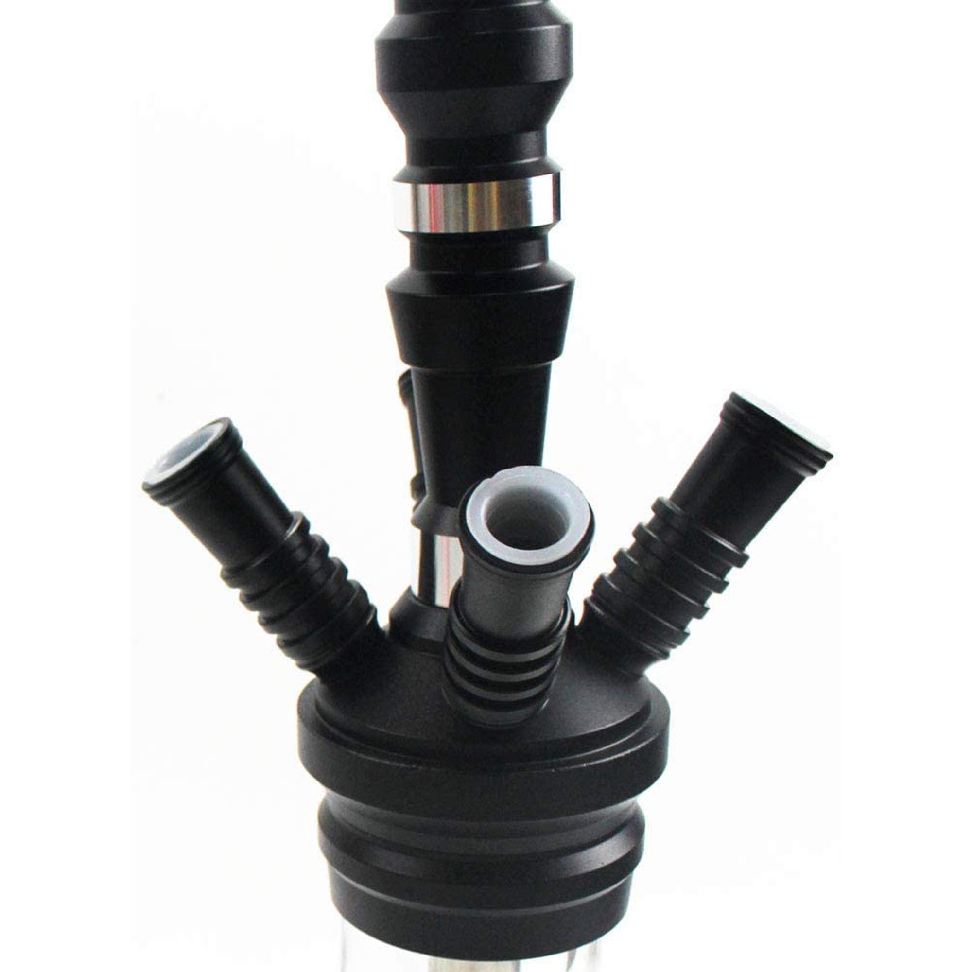 Juego Completo Hookah Shisha 30" 4 Mangueras Vástago Medio Desmontable Jarrón Vidrio Cuenco Arcilla Carbón Pinzas para Carbón Cubiertas Papel Aluminio para Fiestas Casa