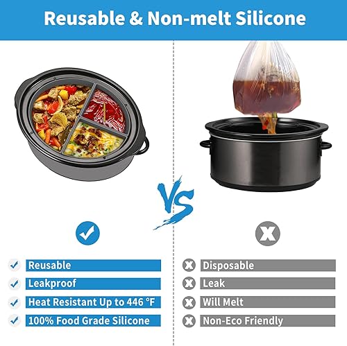 Miniatura 5 de OUTXE Revestimiento divisor de cocción lenta para olla de 6 cuartos de galón divisor de silicona reutilizable y a prueba de fugas apto para