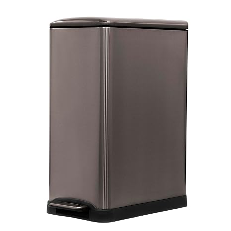 Home Zone Living 13 Gallon Slim Kitchen Trash Can, Black, 50 Liters Total