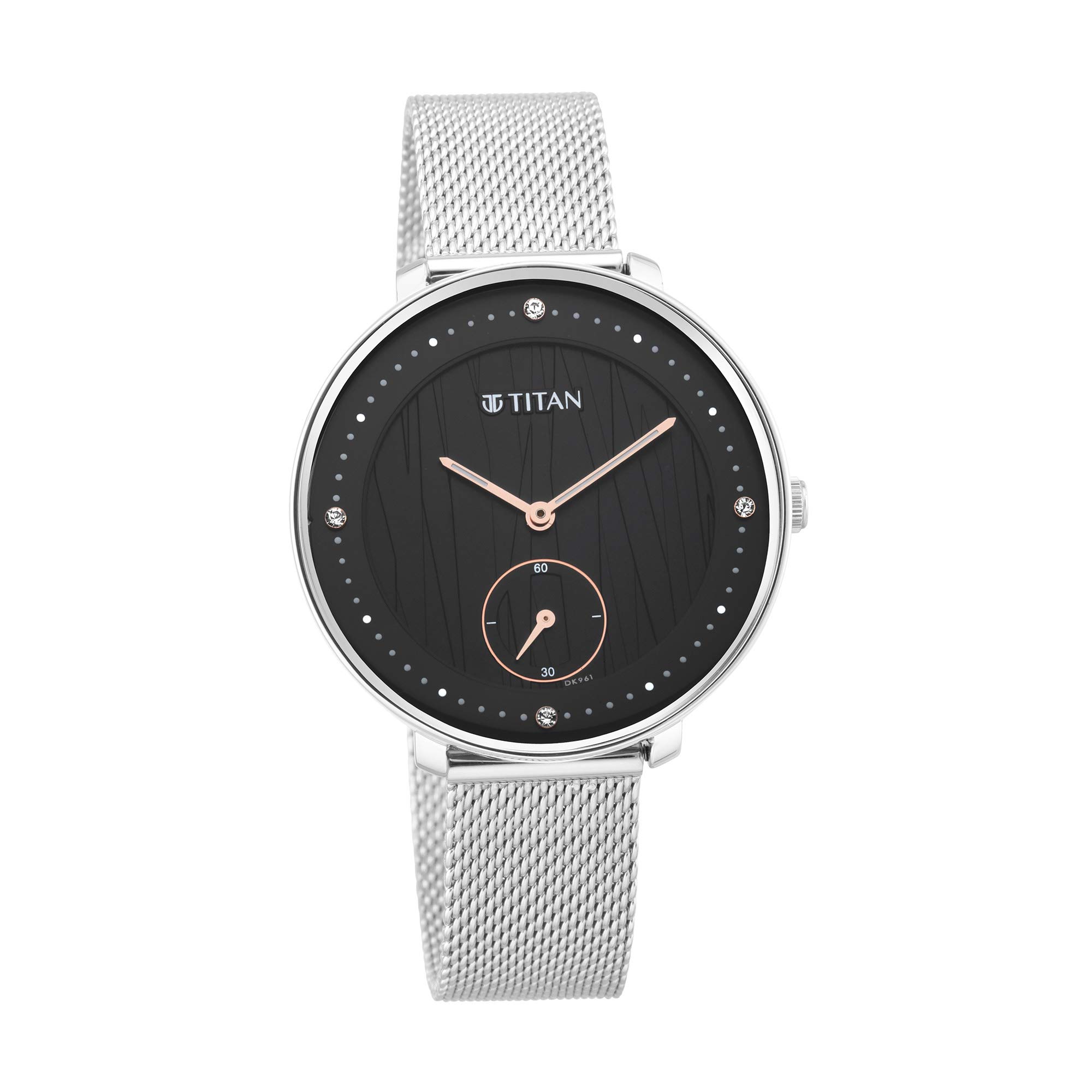 Stainless Steel Strap 2651wm01 Titananalog Black Dial Womens Watch