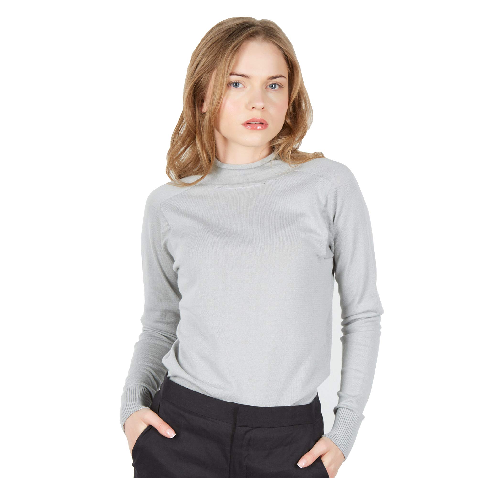 Brunella Gori Women's Long Sleeve Turtleneck Top in 100% Pima Cotton