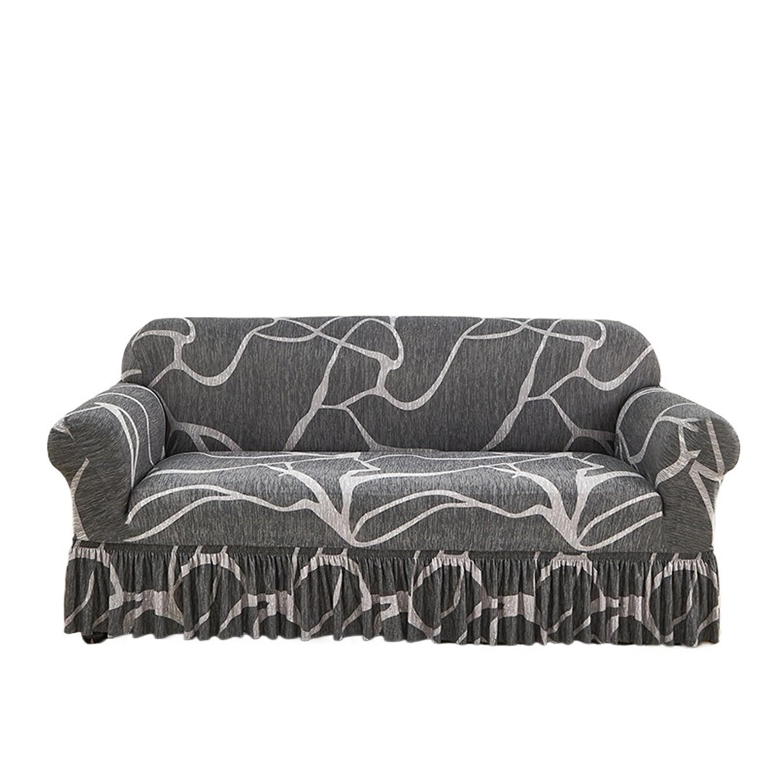 SUBLXPoten Sofa Cover with Skirt Sofa Cover with Skirt Washable Elastic Stretchable Easy Fit Universal Furniture Protector(Color 8,3-seater(190-230cm))