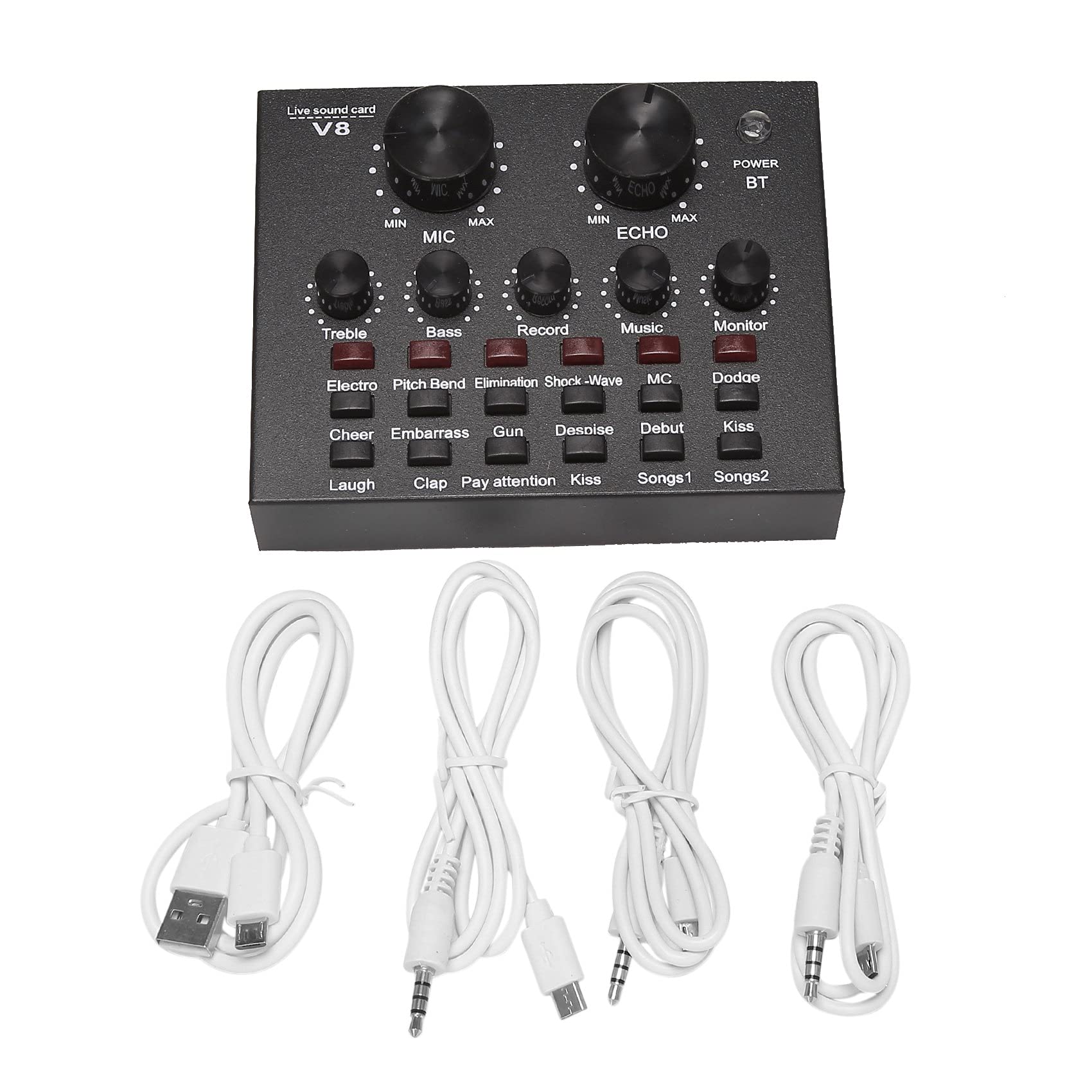 Sound Card Audio Set USB Interface External Microphone in Sound Card Bluetooth Function for Computer PC Mobile Singing Recording-image-38
