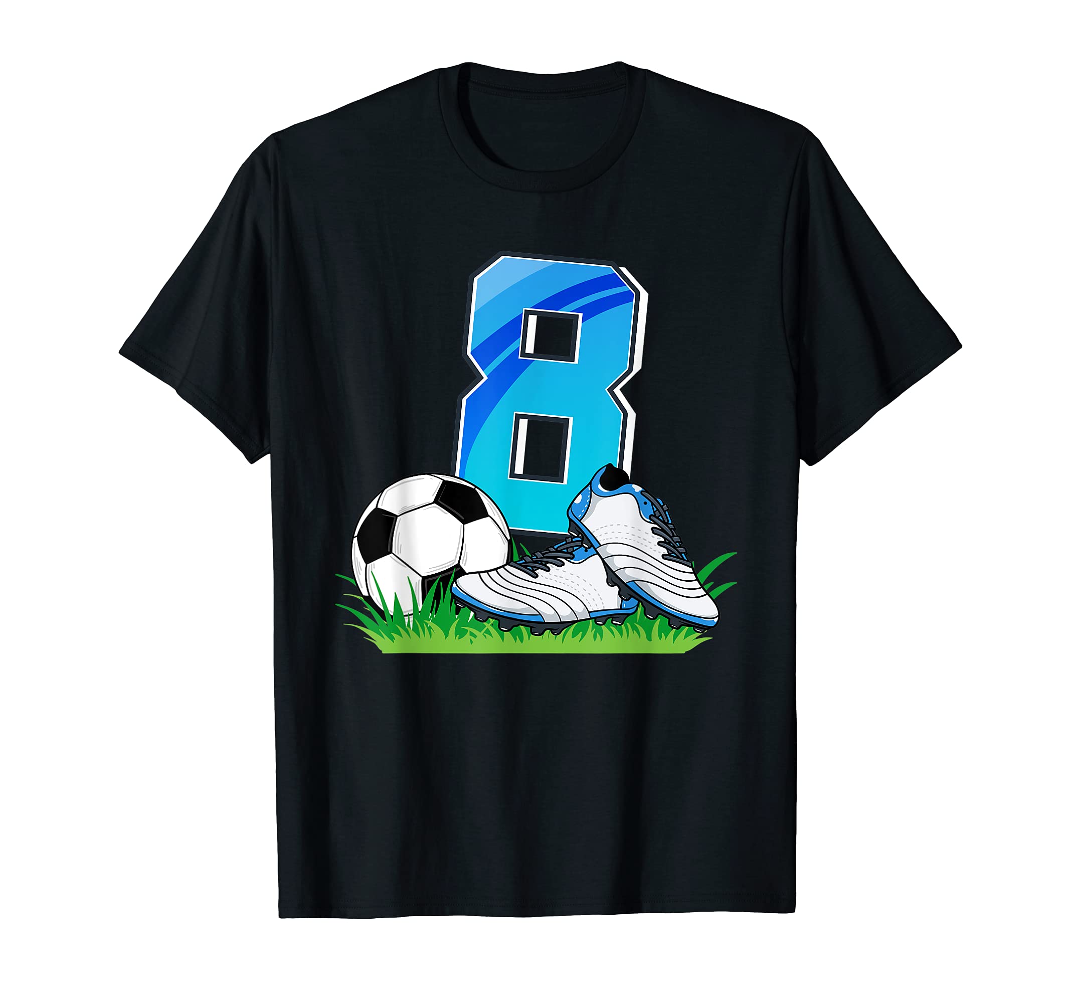 Back Of The Net Designs8th Birthday Football Jersey Football 8 Years Old Boys T-Shirt