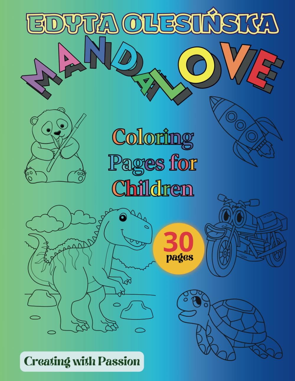 Mandalove coloring pages for children: 30 various illustrations for coloring