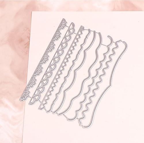 Miniatura 5 de Yoseng 9 piezas de troqueles de metal troquelados de encaje ondulado de encaje de conchas troqueladas de metal plantillas de plantillas de estampado