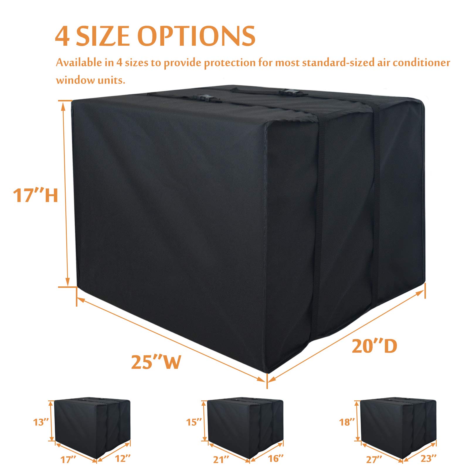 Foozet Copertura Per Condizionatore Da Finestra, Media (25x20x17 Pollici) – Tessuto 420D Impermeabile, Con Cinghie Regolabili, Per Unità 7000-12000 BTU