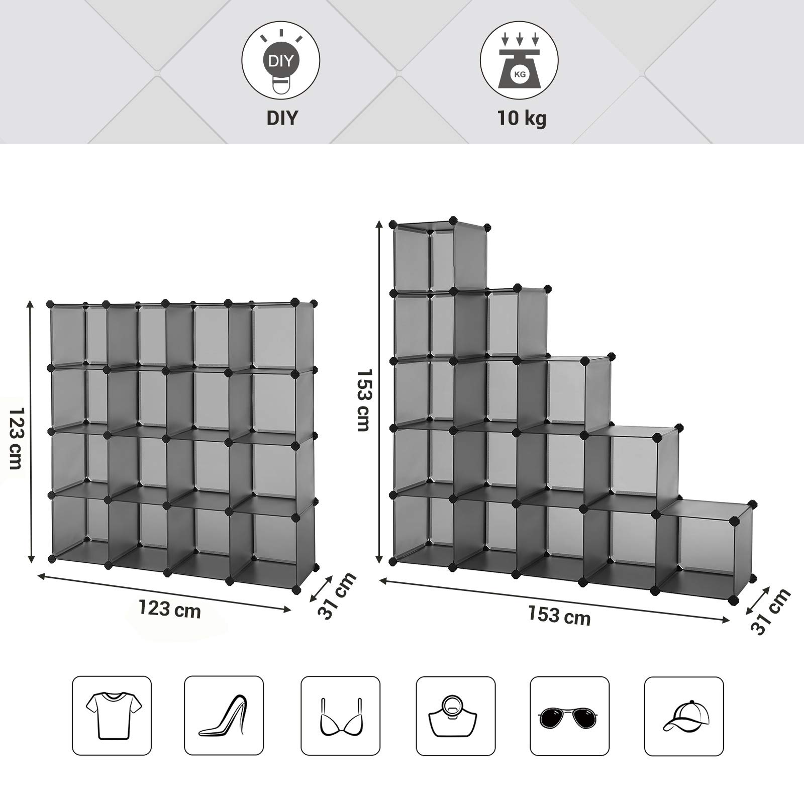 Buy SONGMICS 15Cube Storage Unit, Shoe Rack, DIY Shelving System